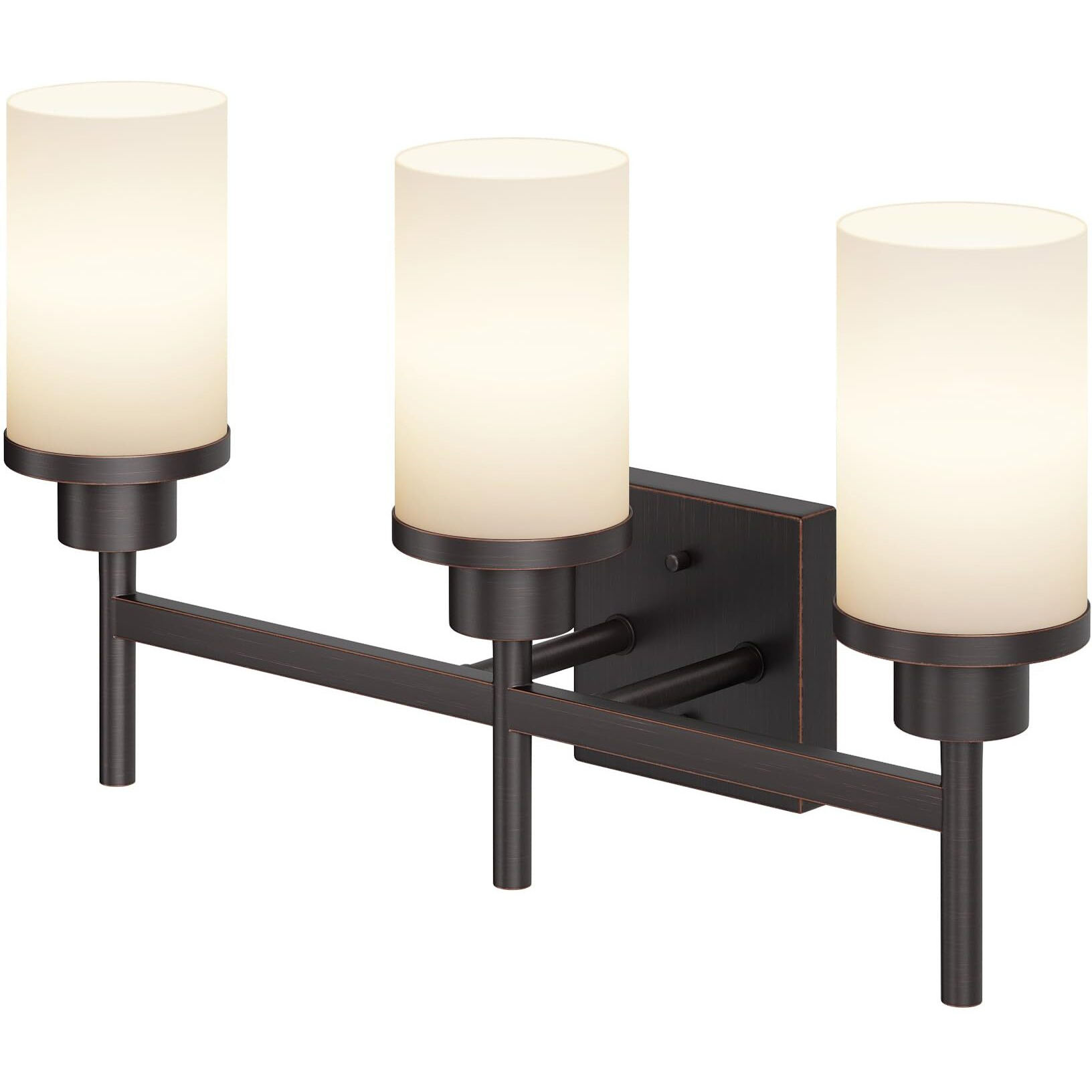 Aoneon Vanity Lighting Fixtures Oil Rubbed Bronze 3-Light With White Frosted Glass Shade, Wall Sconces For Bathroom Cabinet Porch Kitchen T001Orb-L3