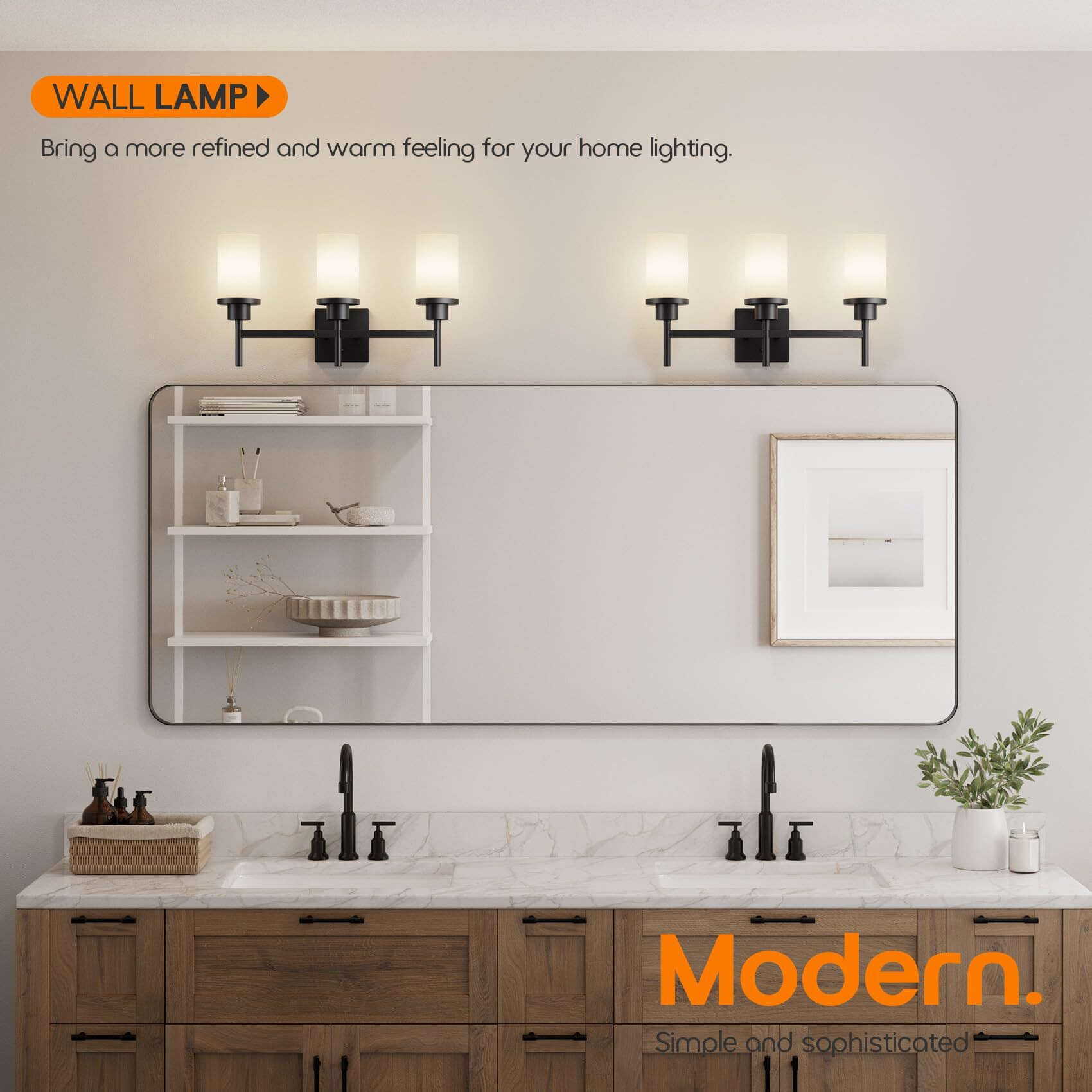 Aoneon Vanity Lighting Fixtures Oil Rubbed Bronze 3-Light With White Frosted Glass Shade, Wall Sconces For Bathroom Cabinet Porch Kitchen T001Orb-L3