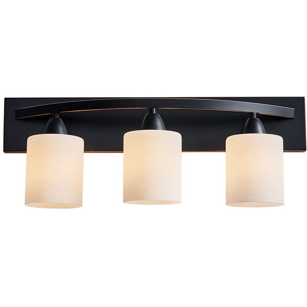 Anjiadengshi Bathroom Vanity Light Fixtures, Oil Rubbed Bronze Wall Mount Lighting, Modern Wall Sconce With White Glass Shade, Bathroom Lights Over Mirror