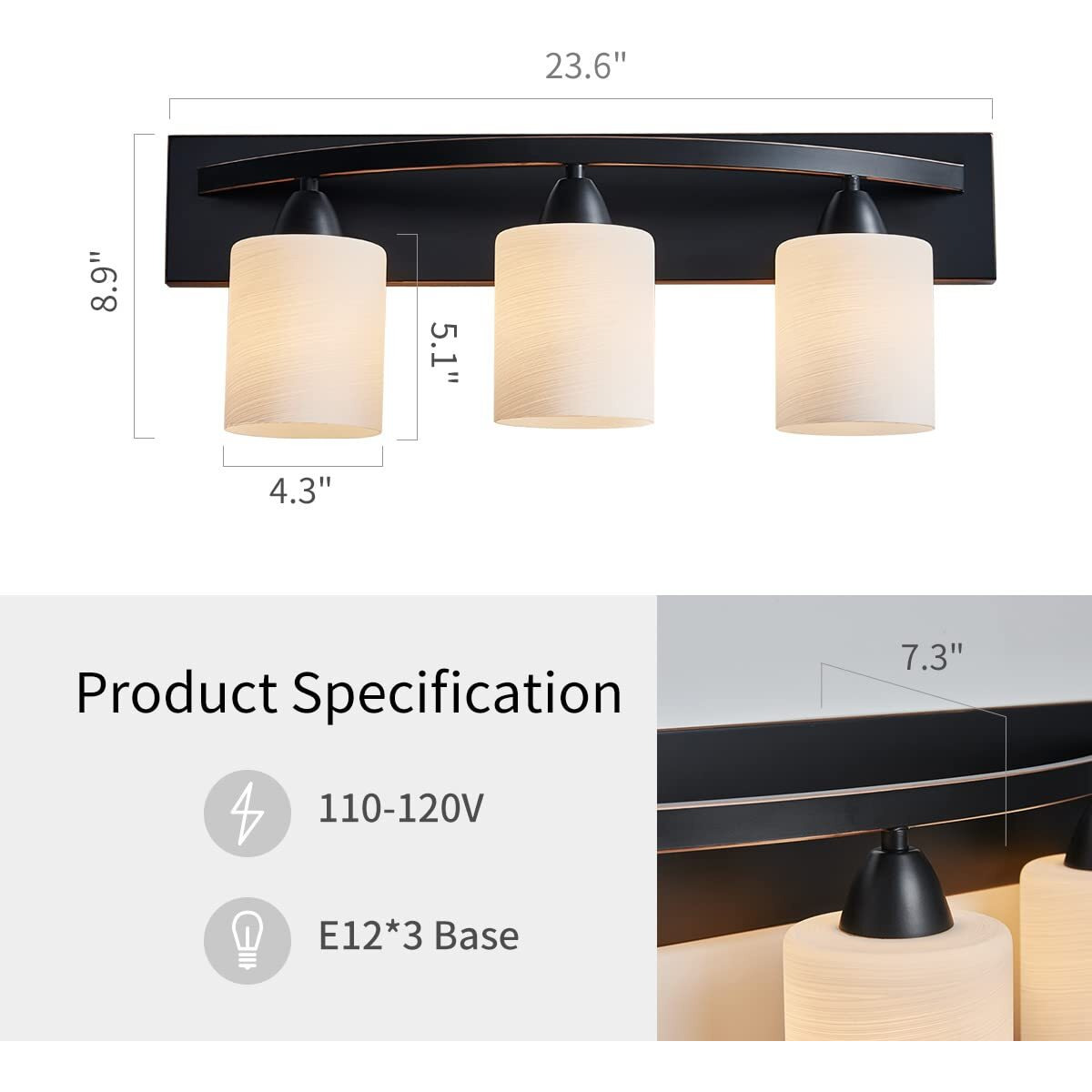 Anjiadengshi Bathroom Vanity Light Fixtures, Oil Rubbed Bronze Wall Mount Lighting, Modern Wall Sconce With White Glass Shade, Bathroom Lights Over Mirror