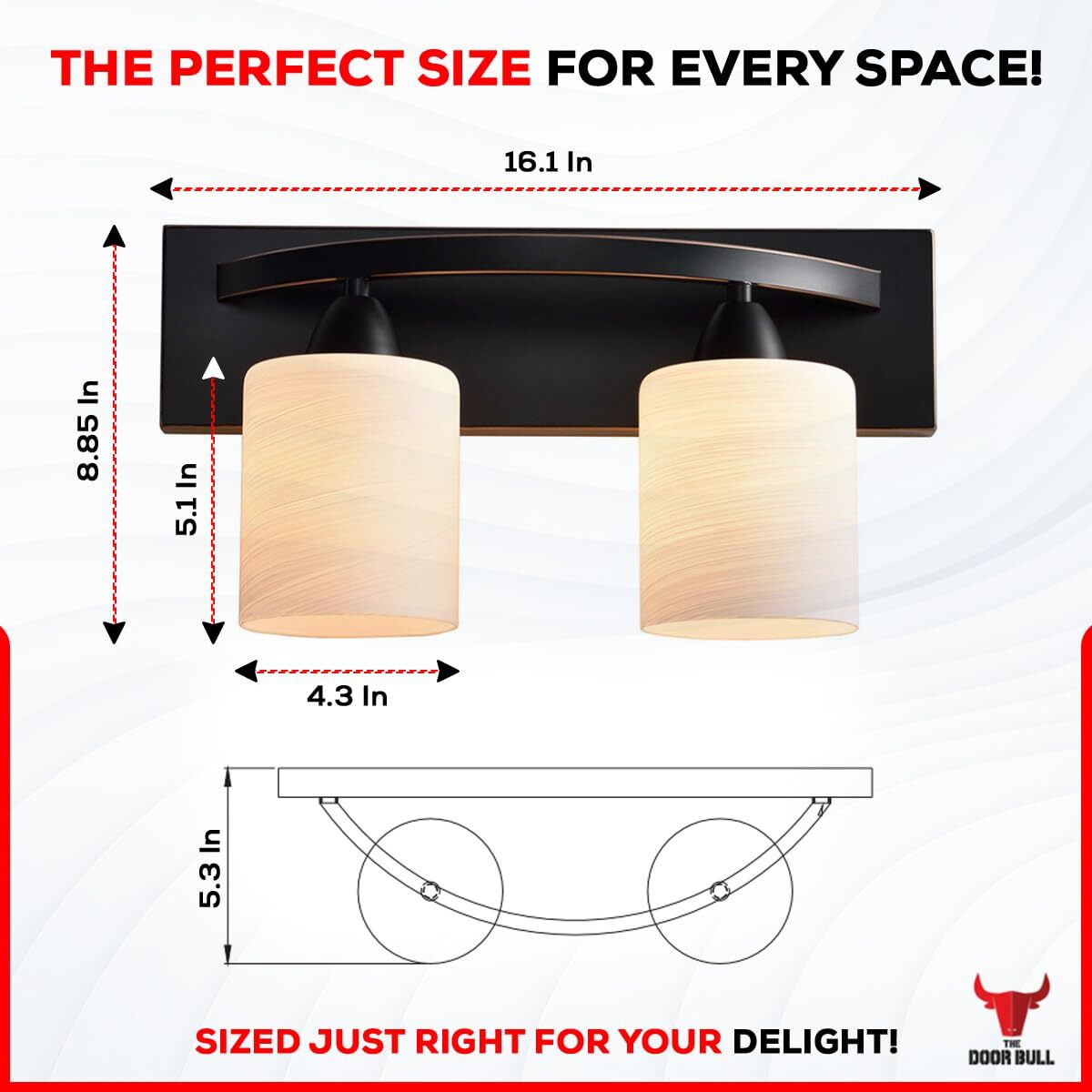 The Door Bull Modern 2-Light Bathroom Vanity Light - Oil Rubbed Bronze Fixture With Frosted Glass Shades, E26 Socket - Wall Sconce For Mirror, Bathroom, Kitchen, Hallway, Entryway
