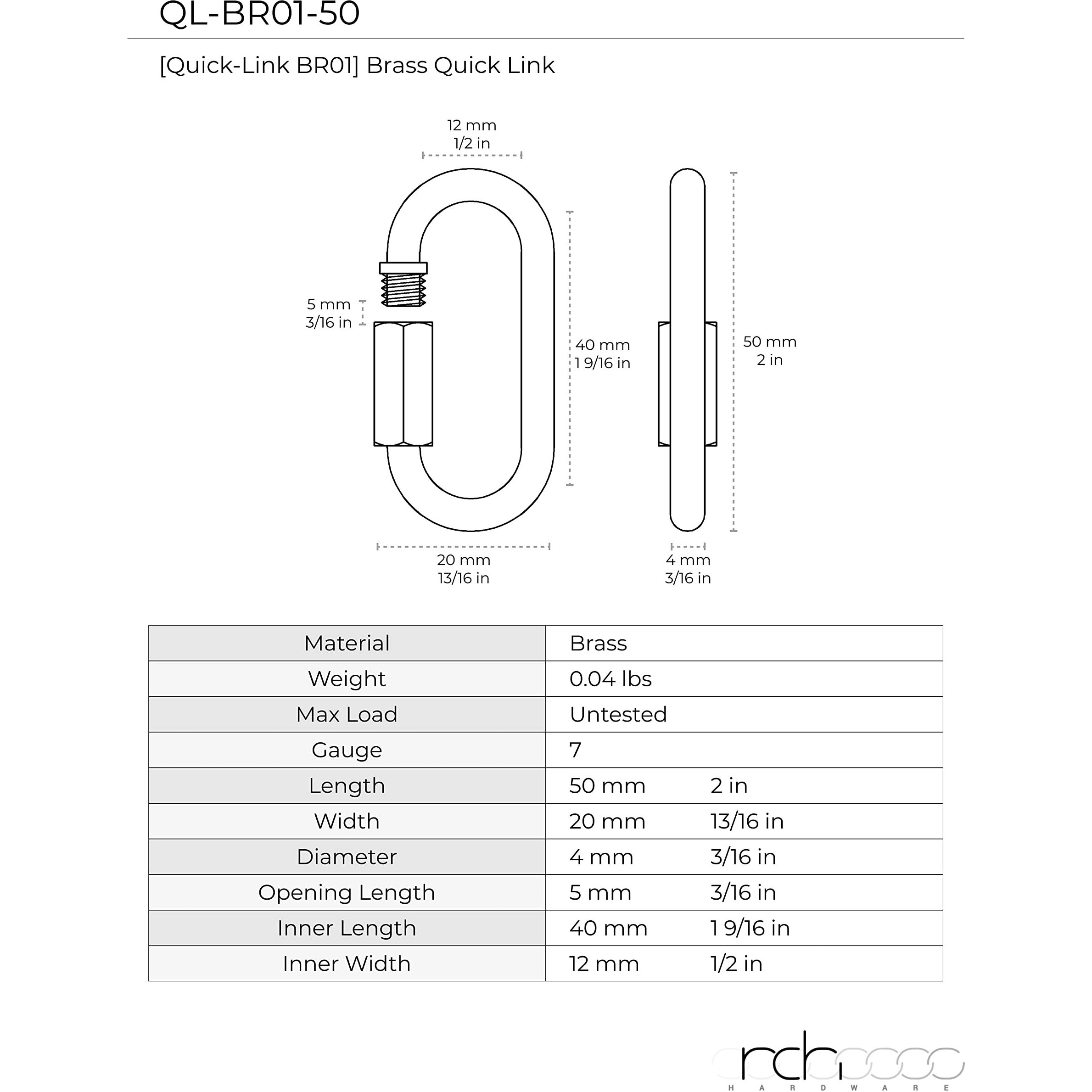 Rch Hardware Ql-Br01-50 Brass Quicklink, 7 Gauge, Oil Bronzed Black (2 Pack)