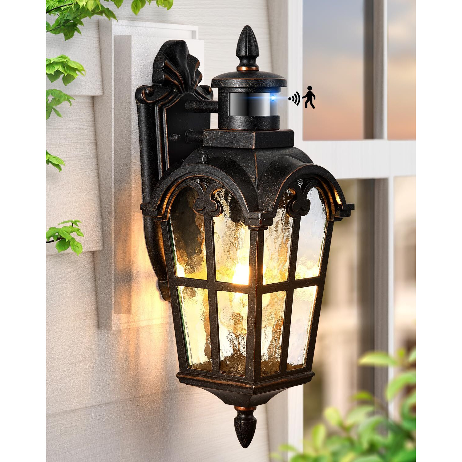 Vianis Outdoor Motion Sensor Light, Oil Rubbed Bronze Porch Lights Outside Lantern, 16.4"" H Dusk To Dawn Outdoor Lighting, 100% Aluminum Exterior Lighting Fixtures For House, Garden, Patio