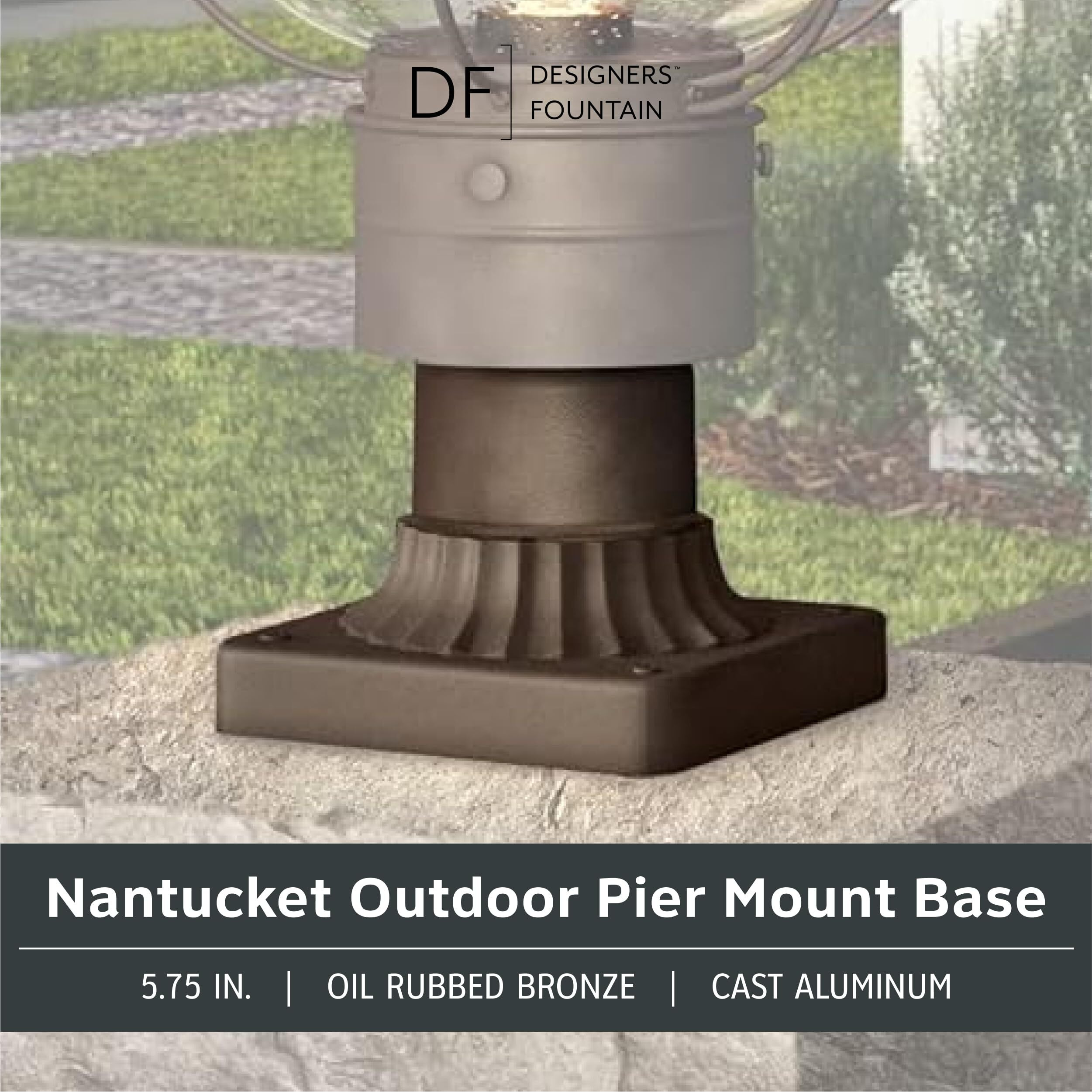 Designers Fountain Outdoor Post Light Base, 5.75 Inch Pier Mount For Deck, Porch And Patio, Cast Aluminum, Oil Rubbed Bronze, 1916-Orb