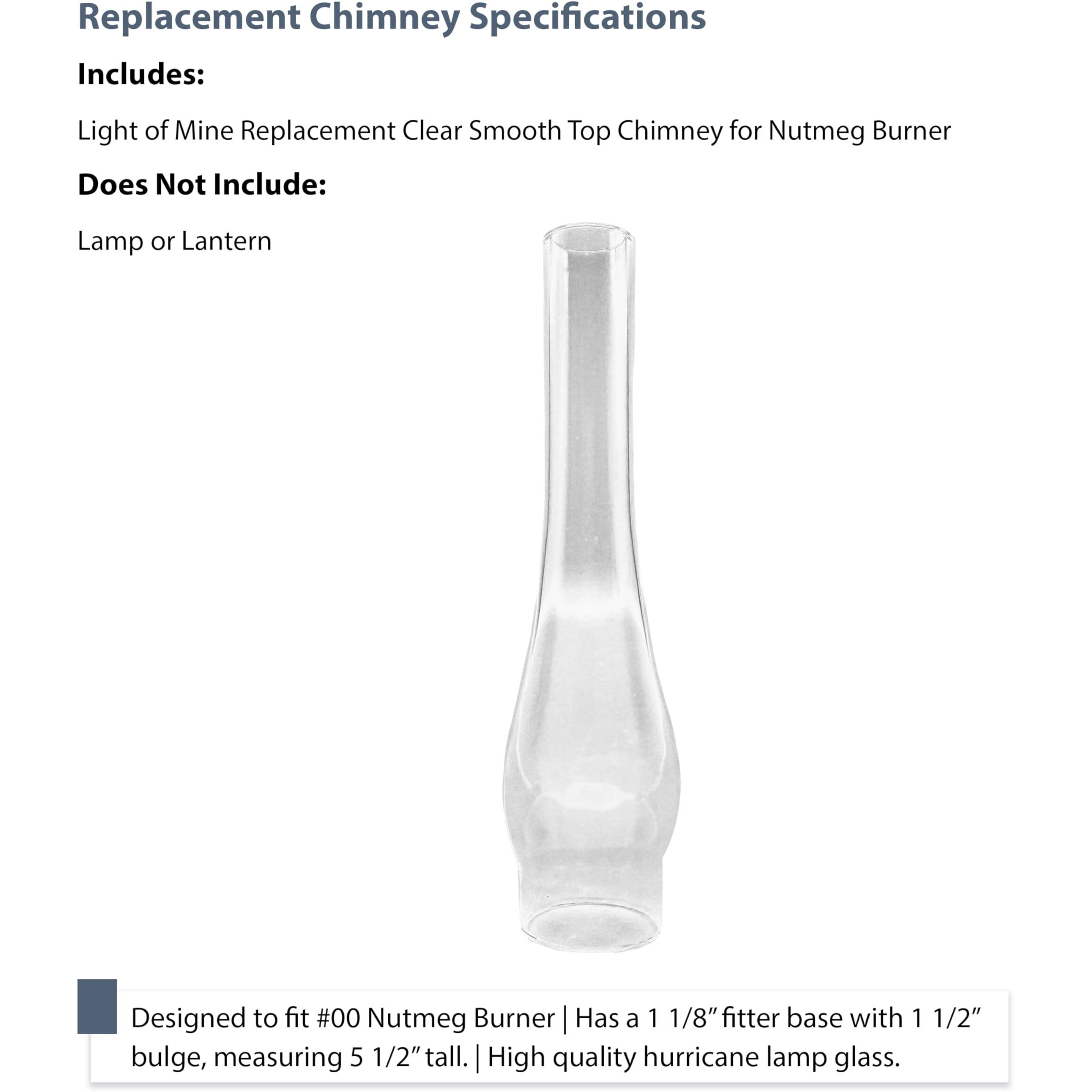 Light Of Mine Oil Lamp Replacement Chimneys (1 1/8"" X 5 1/2"")