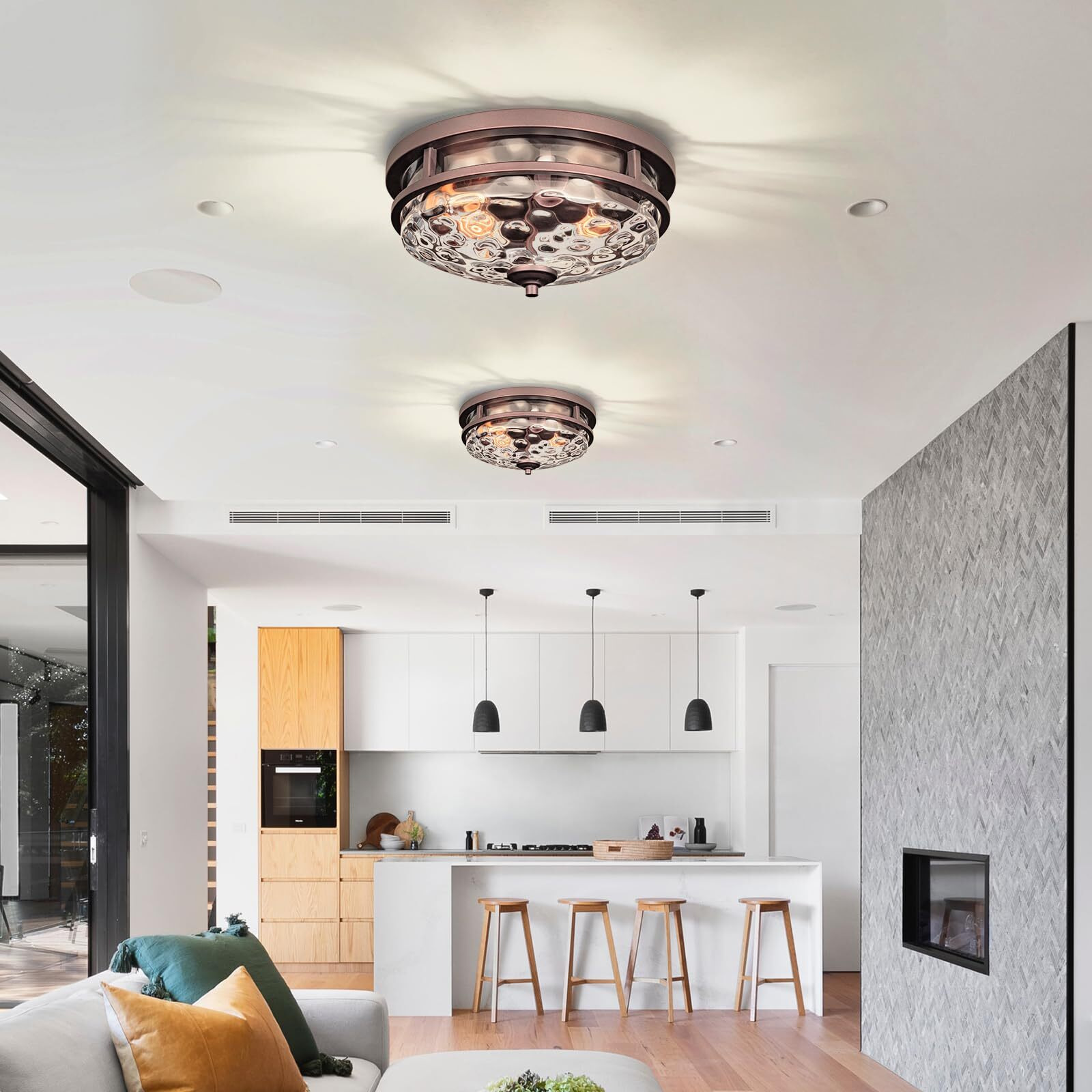 Edwarmlux Flush Mount Ceiling Lights, 2-Light Farmhouse Close To Ceiling Light, Industrial Ceiling Lighting Fixture For Kitchen Hallway Bedroom Living Room Stairways Porch (Oil Rubbed Bronze)
