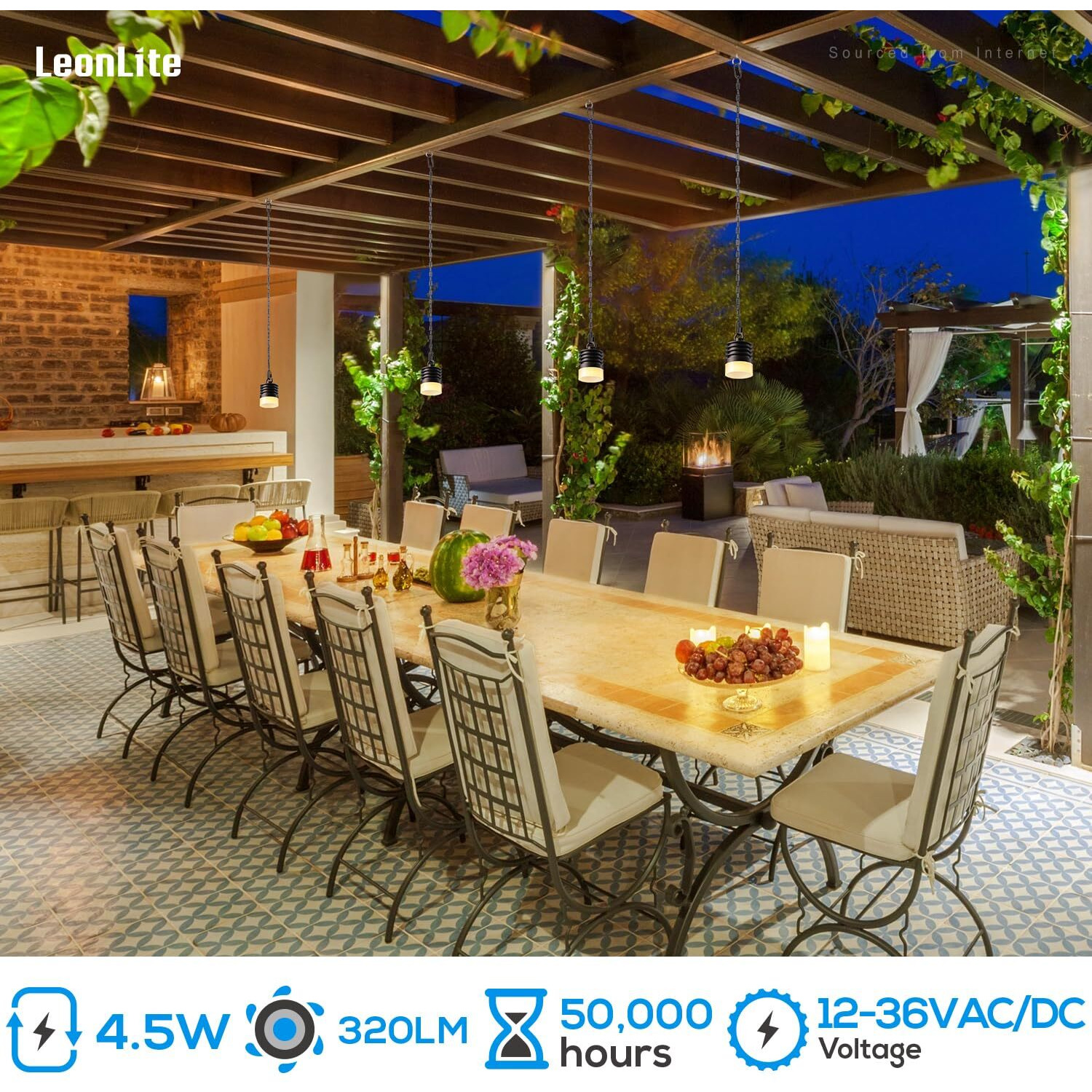 Leonlite Low Voltage Hanging Lights, 12V Pendant Lights Outdoor, Led Landscape Hanging Lights For Gazebo Tree Porch, Ul Listed, Aluminum, Ip65, 320Lm, 2700K Soft White, Oil Rubbed Bronze, Pack Of 4