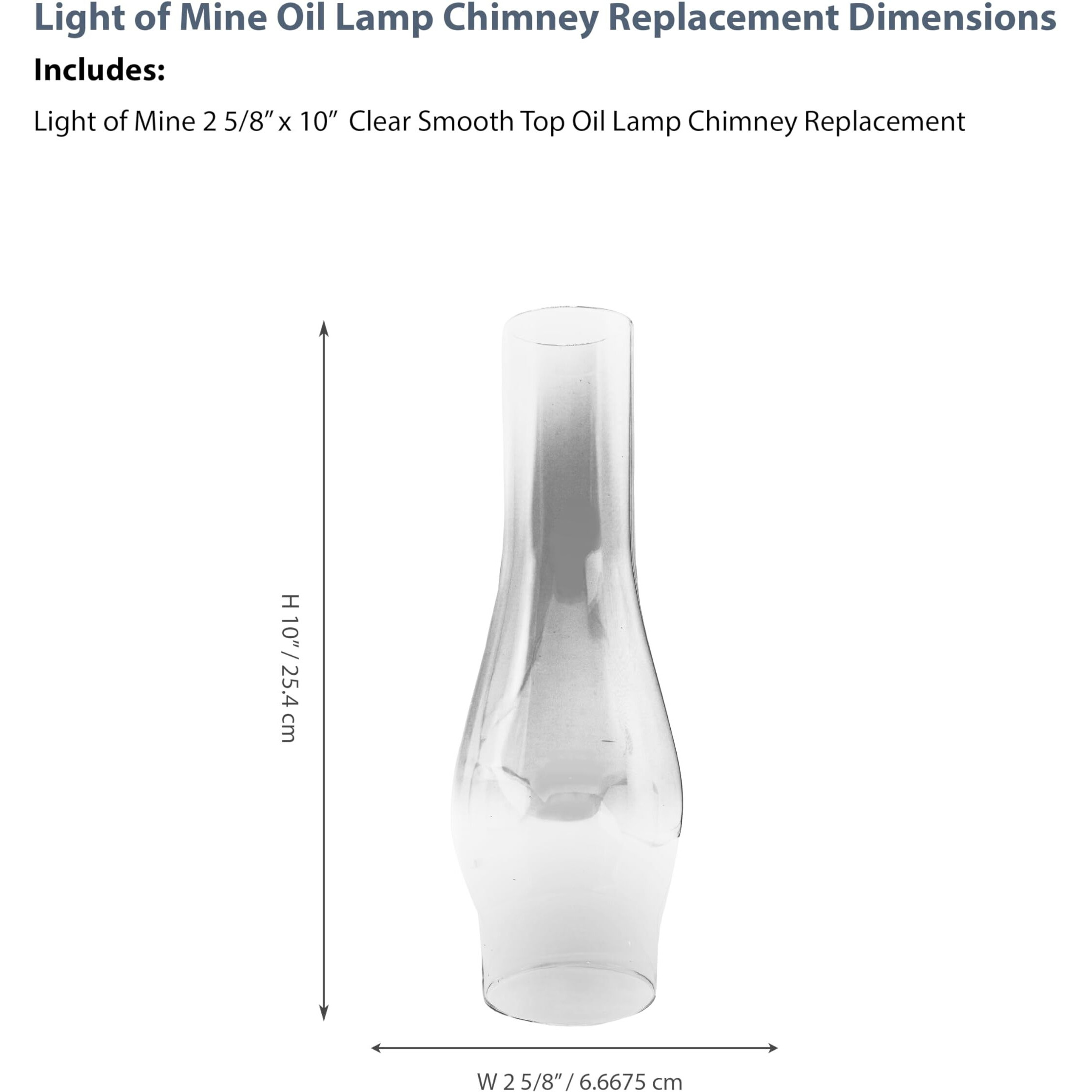 Light Of Mine Oil Lamp Replacement Chimneys (2 5/8"" X 10"")