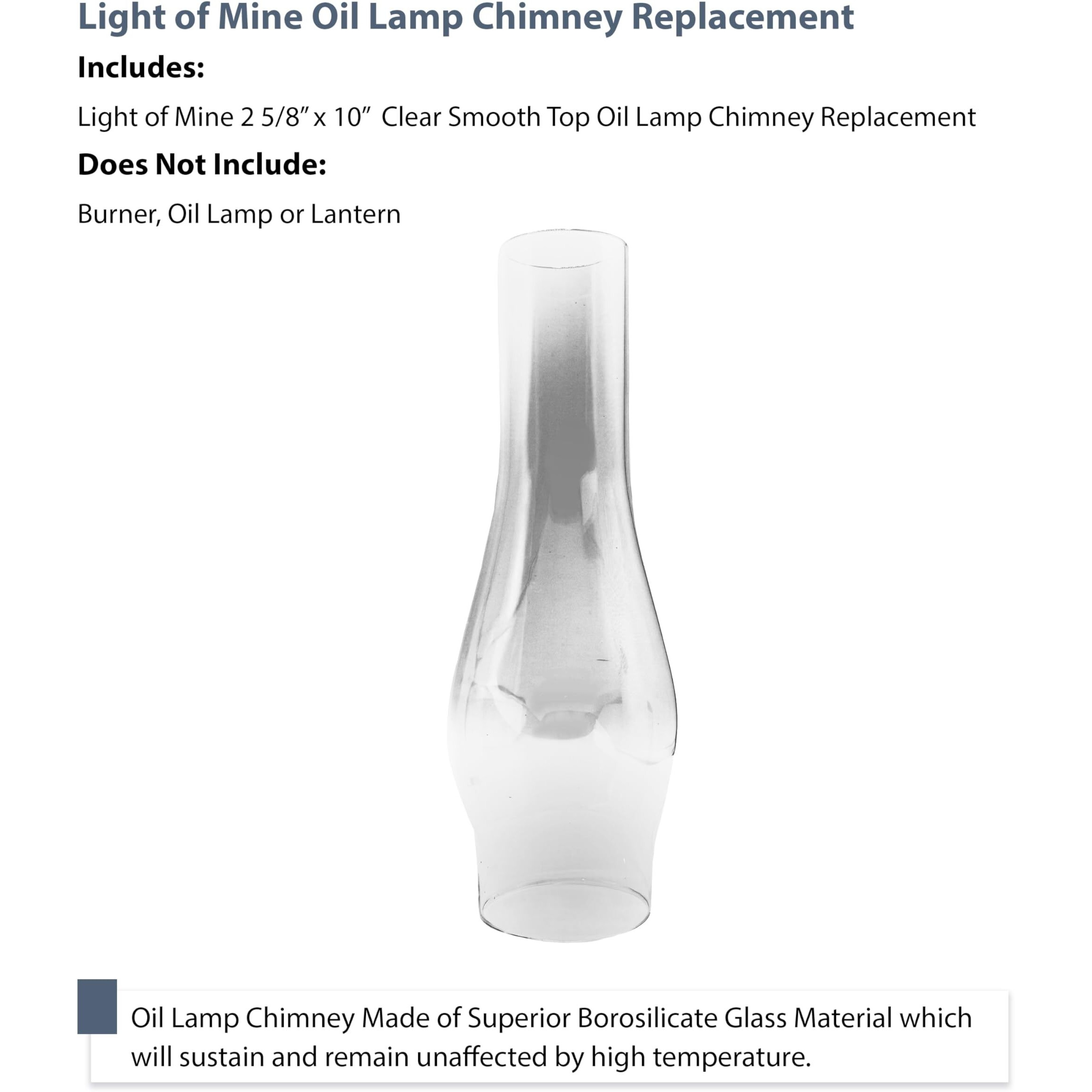 Light Of Mine Oil Lamp Replacement Chimneys (2 5/8"" X 10"")