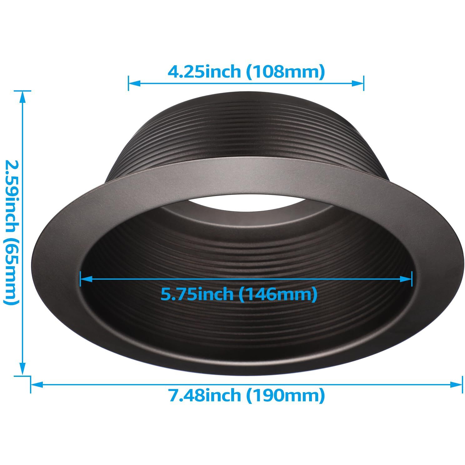 Torchstar 6 Inch Integrated Can Light Trim, Oil Rubbed Bronze One Piece Baffle Trim, Full Metal, For Par30, Par38, R30, Br30, Br40 Light Bulbs, For 6"" Cans, Halo/Juno Remodel Housing, Pack Of 6