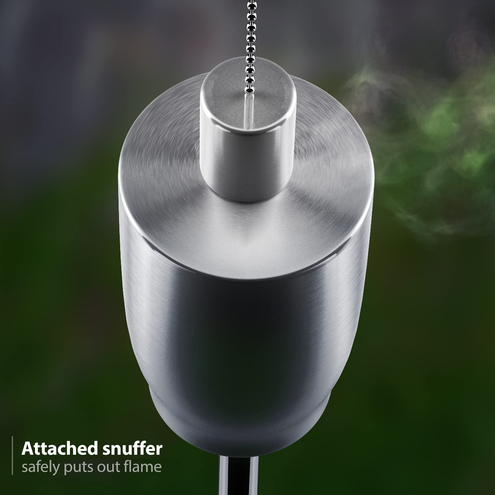Matney Stainless Steel Outdoor Torches - Decorative Garden & Yard Lights - 5 Ft Oil Lamp For Citronella - Fiberglass Wick & Snuffer Cap - Set Of 4 (Cylinder)