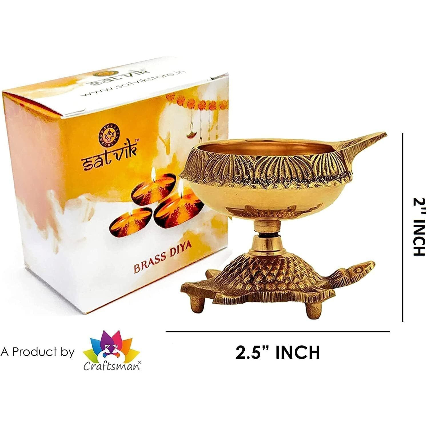 Satvik 6 Pc Brass Kuber Turtle Diya For Diwali Decoration Handmade Oil Lamp With Golden Engraved Virgin Brass Metal Diwali Diya Vilakku