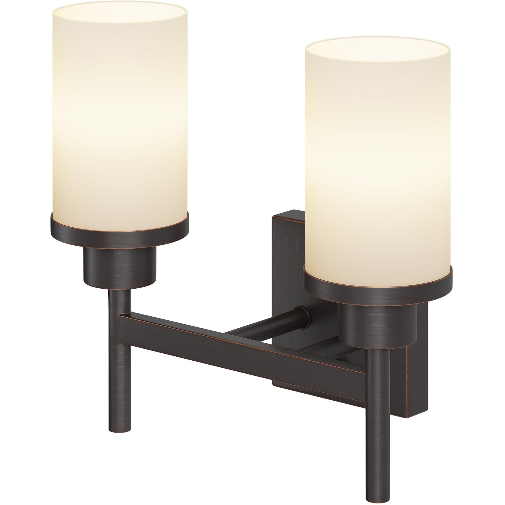 Aoneon Wall Lights Over Mirror Bathroom Vanity Light Fixtures With White Frosted Glass, Double Wall Sconces For Hallway Entrance, Oil Rubbed Bronze T001Orb-L2