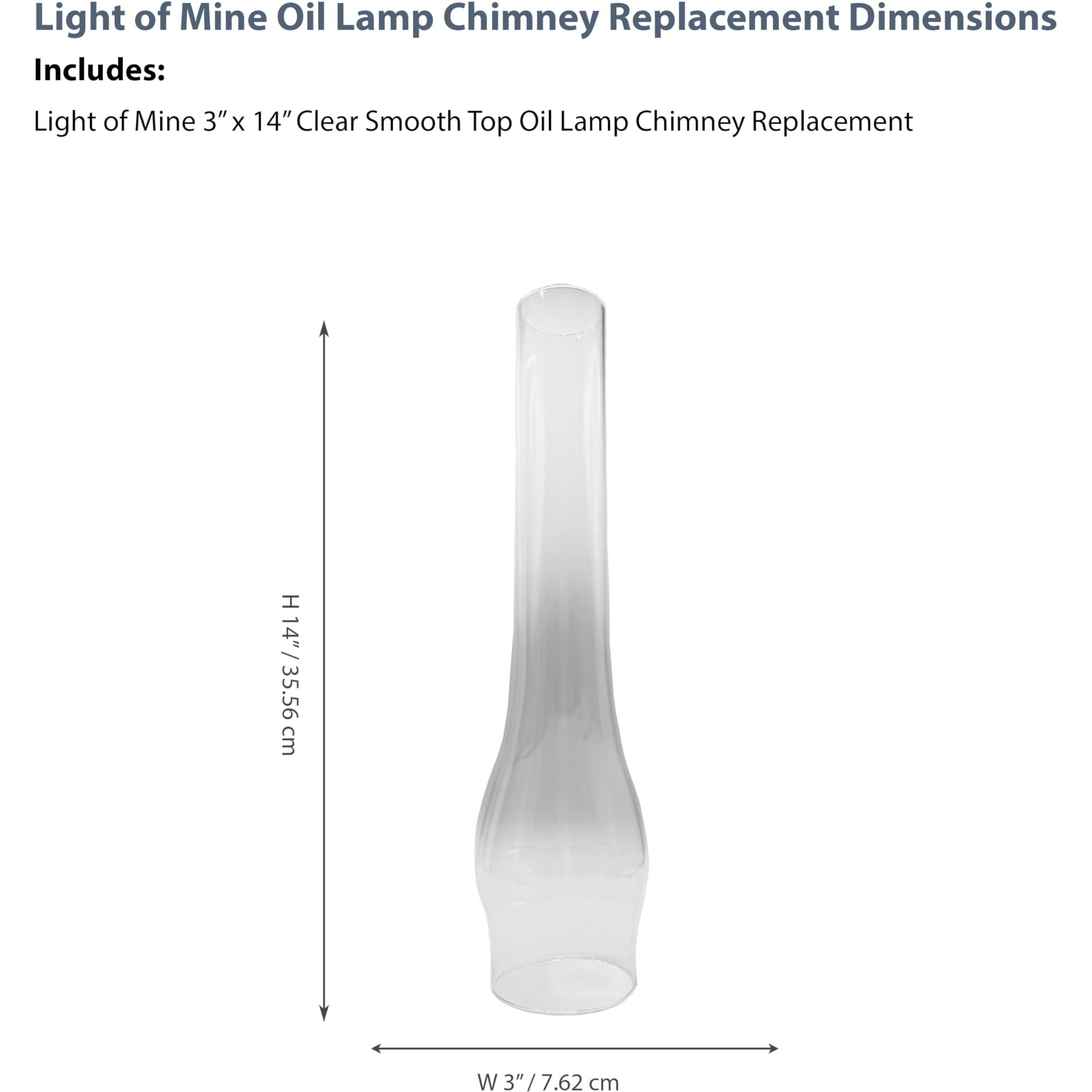 Light Of Mine Oil Lamp Replacement Chimneys (3"" X 14"")