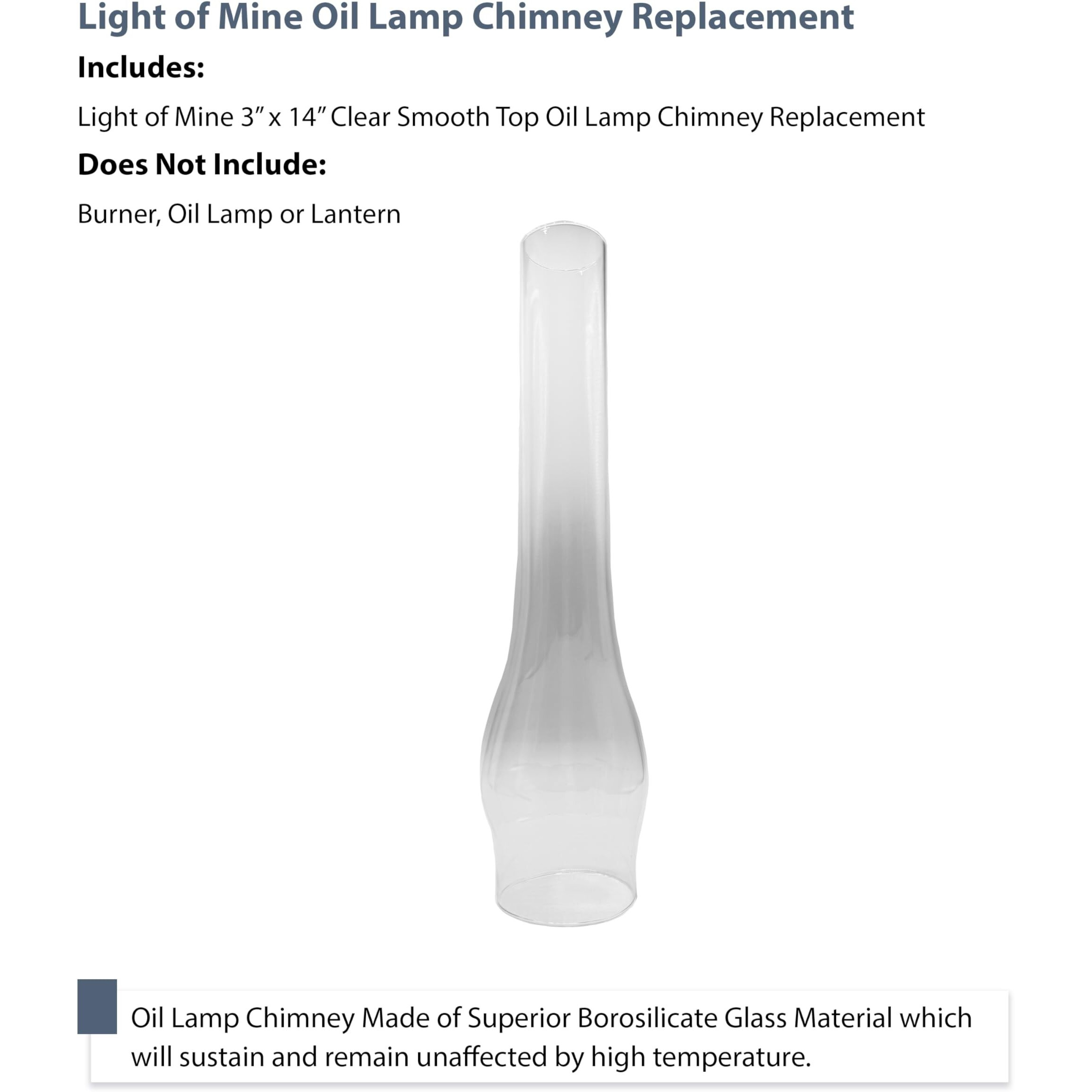 Light Of Mine Oil Lamp Replacement Chimneys (3"" X 14"")