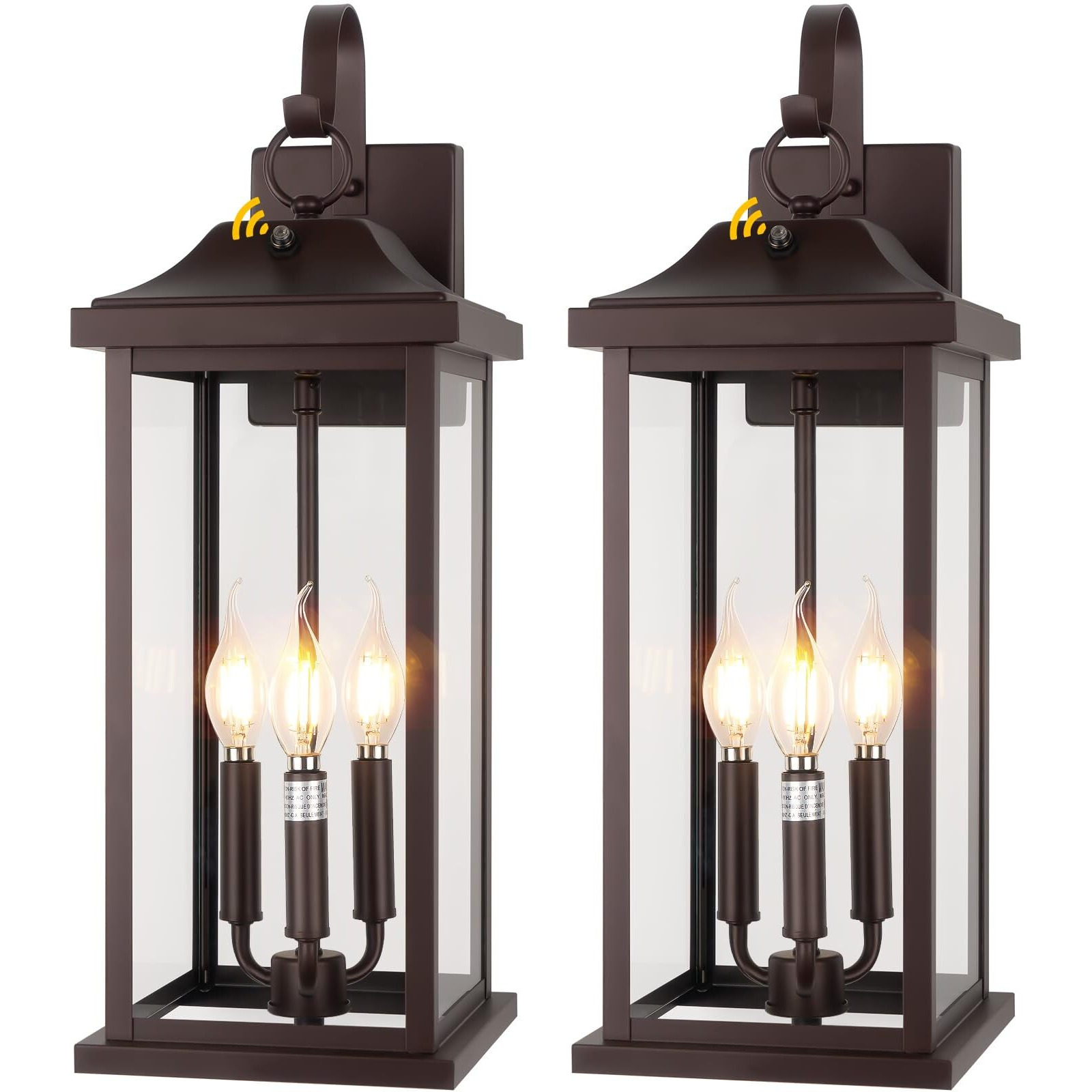 Roravilila 2-Pack 23    Dusk To Dawn Outdoor Light Fixtures Oil Rubbed Bronze 3-Light, Extra Large Exterior Lighting Photocell Sensor Vintage Brown Outdoor Wall Lanterns Porch Lights Garage, E12