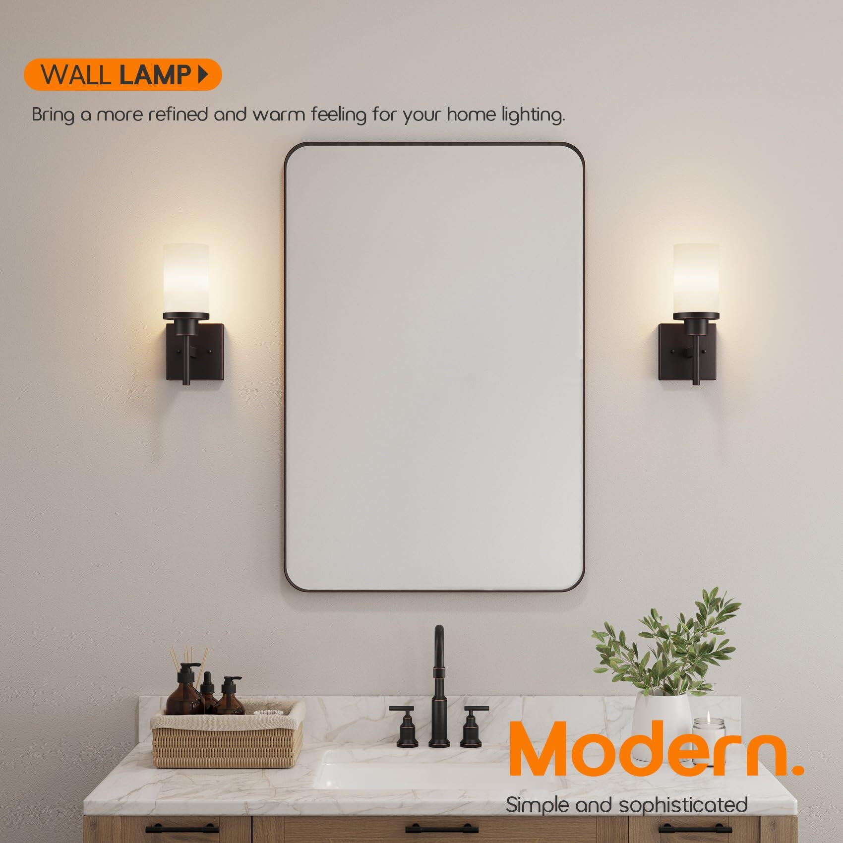 Aoneon Wall Lights Over Mirror Bathroom Vanity Light Fixtures With White Frosted Glass, Wall Sconce For Porch Hallway Entrance, Oil Rubbed Bronze T001Orb-L1