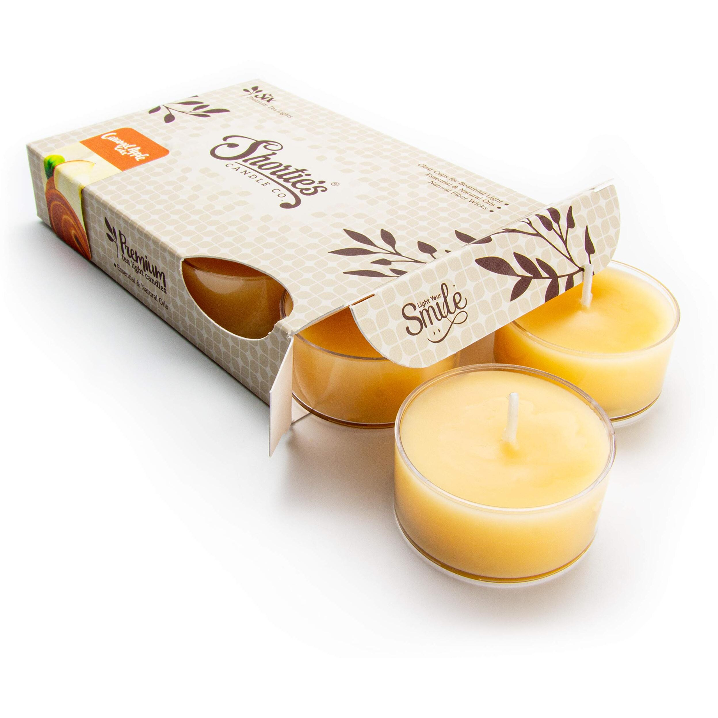 Caramel Apple Cider Premium Tealight Candles - Highly Scented With Essential Oils - 6 Beige Tea Lights - Beautiful Candlelight - Made In The Usa - Bakery & Food Collection
