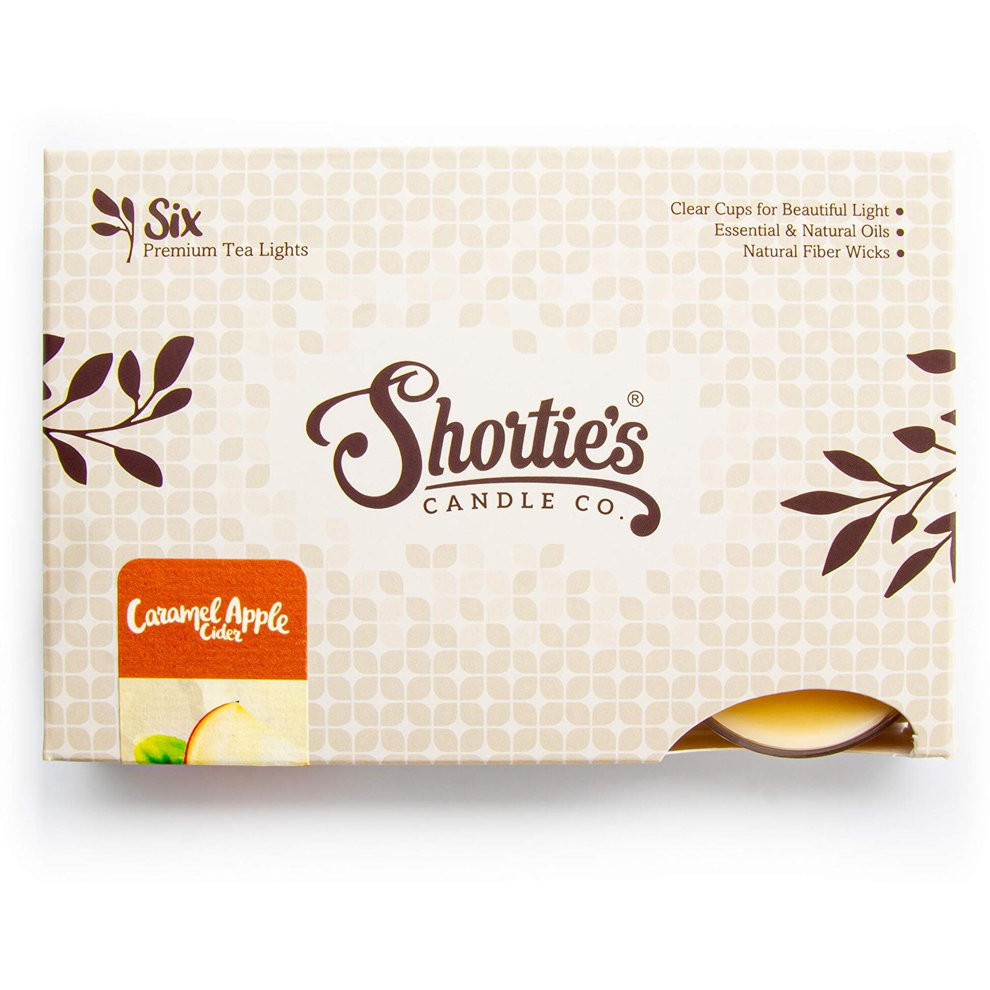 Caramel Apple Cider Premium Tealight Candles - Highly Scented With Essential Oils - 6 Beige Tea Lights - Beautiful Candlelight - Made In The Usa - Bakery & Food Collection