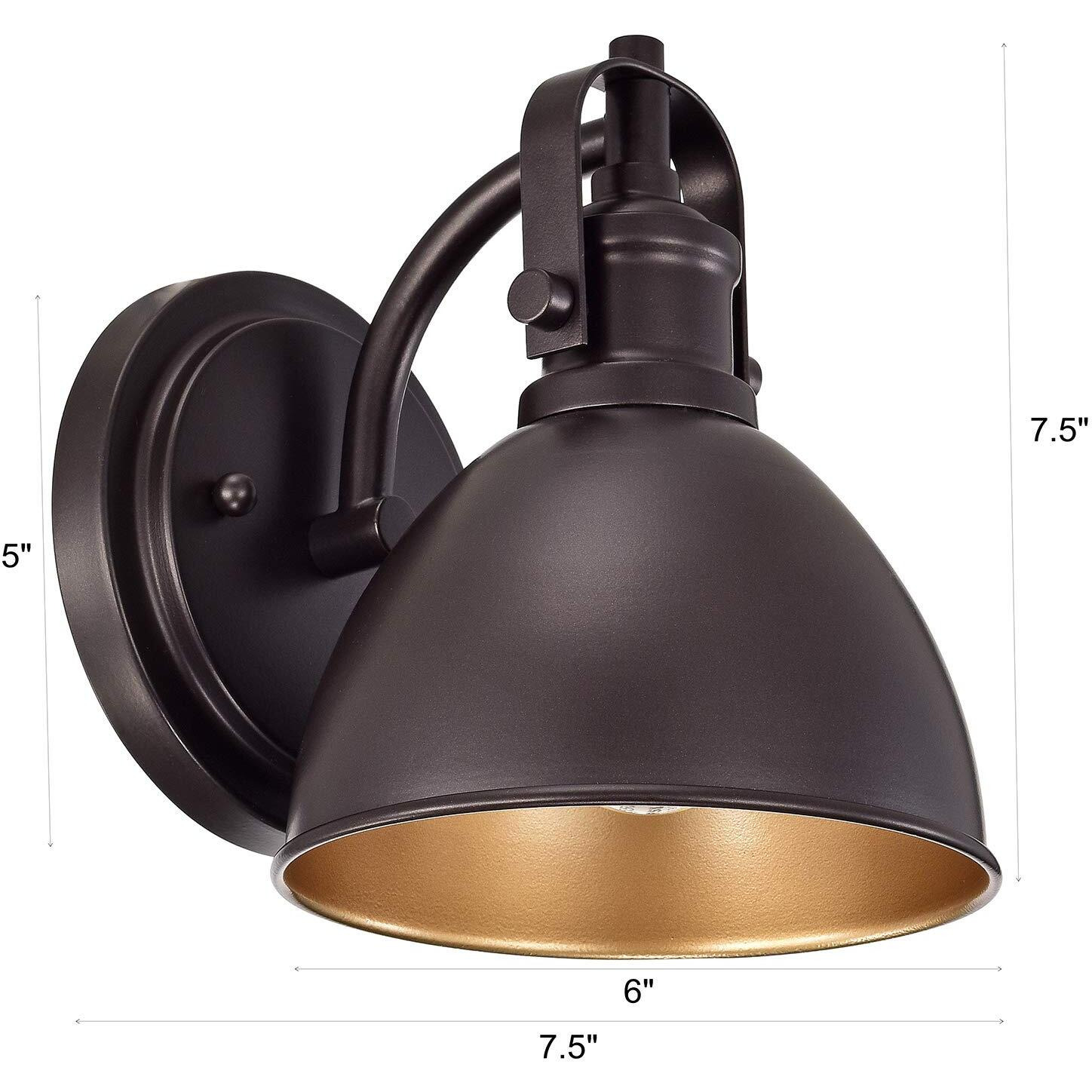Acland Oil Rubbed Bronze Gooseneck Wall Sconce, 7.5"" Rustic Farmhouse Vanity Light, Barn Light Fixture For Bathroom, Bedroom, Garage, Porch, And Entryway