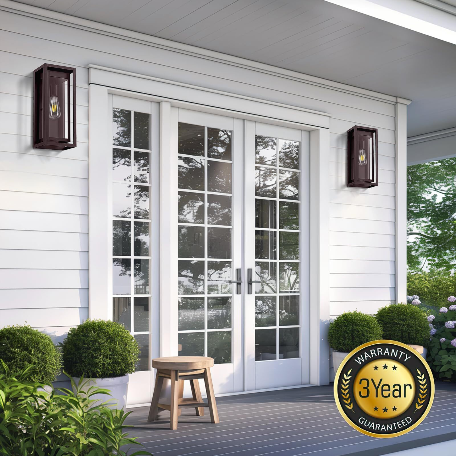 Slypadan 15"" Large Oil Rubbed Bronze Outdoor Light Fixture, 2 Pack Orb Outdoor Sconces, Modern Waterproof Wall Lights With Clear Glass Shade For Front Door, Porch, Garage