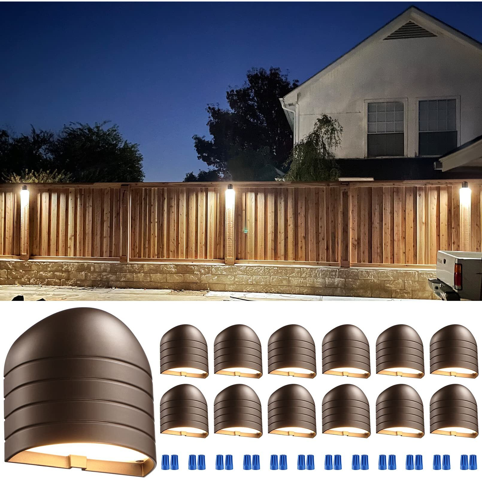 Leonlite 12-Pack Update 5Cct Low Voltage Led Deck Lights, 250Lm Ultra Bright Fence Down Light, 12-24V Ac/Dc Anti Glare Step Railing Light, Cri90, 1800K/2700K/3000K/4000K/5000K, Ip65, Oil Rubbed Bronze