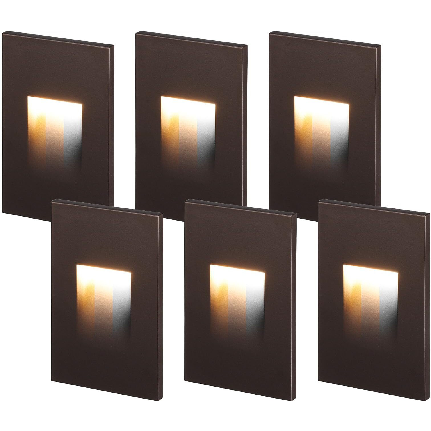 Leonlite 3Cct 120V Led Step Lights, 3.5W 150Lm 5%-100% Dimmable Indoor Outdoor Waterproof Vertical Stair Light, 3000K/4000K/5000K Selectable, Cri90, Etl, Aluminum, Oil Rubbed Bronze, Pack Of 6