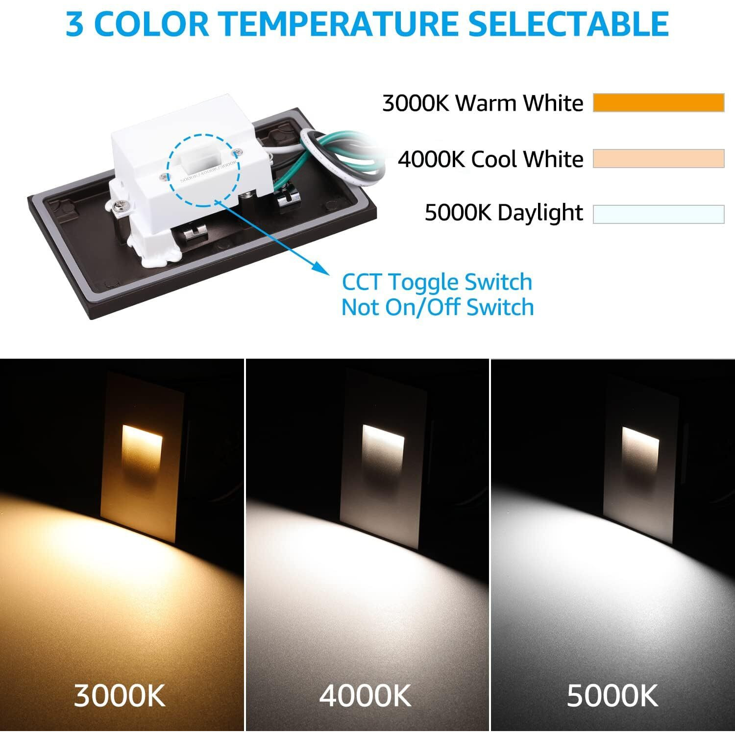 Leonlite 3Cct 120V Led Step Lights, 3.5W 150Lm 5%-100% Dimmable Indoor Outdoor Waterproof Vertical Stair Light, 3000K/4000K/5000K Selectable, Cri90, Etl, Aluminum, Oil Rubbed Bronze, Pack Of 6