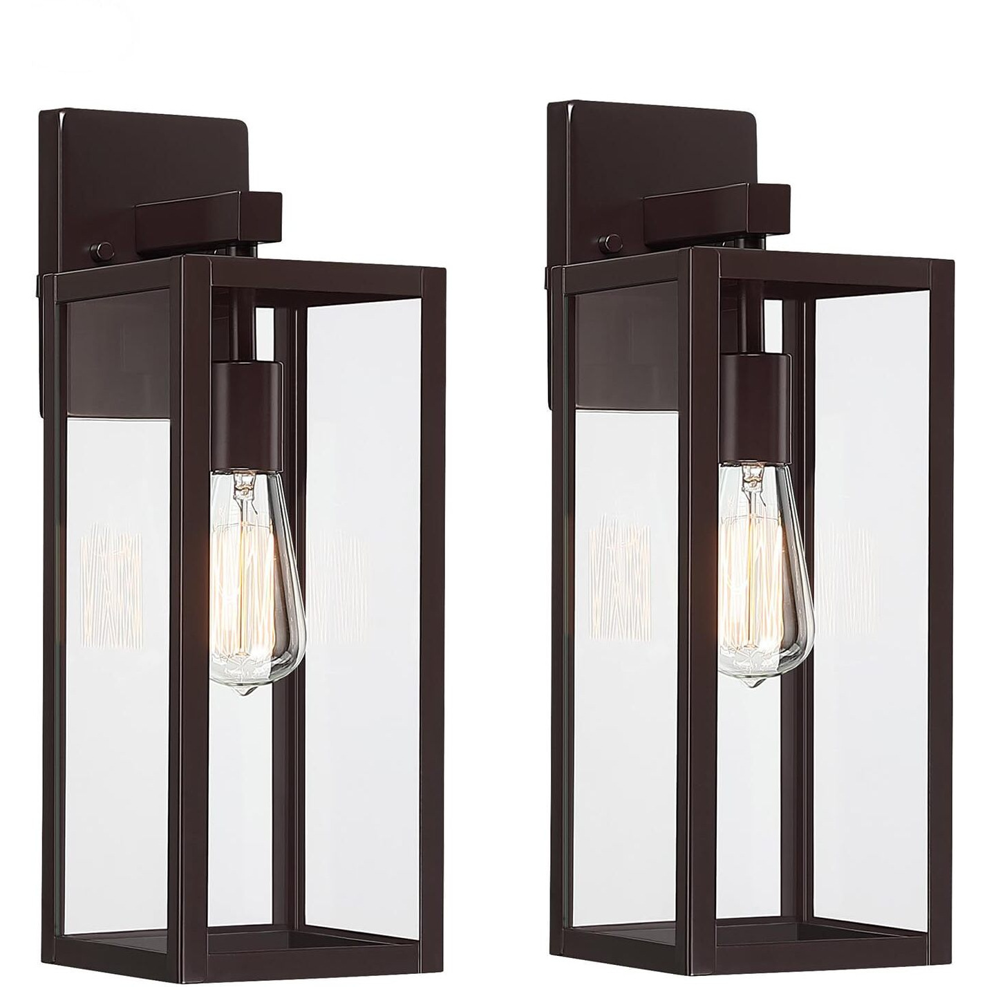 2 Pack Large Outdoor Sconce Lights,18 Inch Outdoor Wall Lantern Light,Exterior Sconce Metal And Glass Large Porch Light, Oil Rubbed Bronze Outdoor Lanterns For Front Porch Garage Balcony