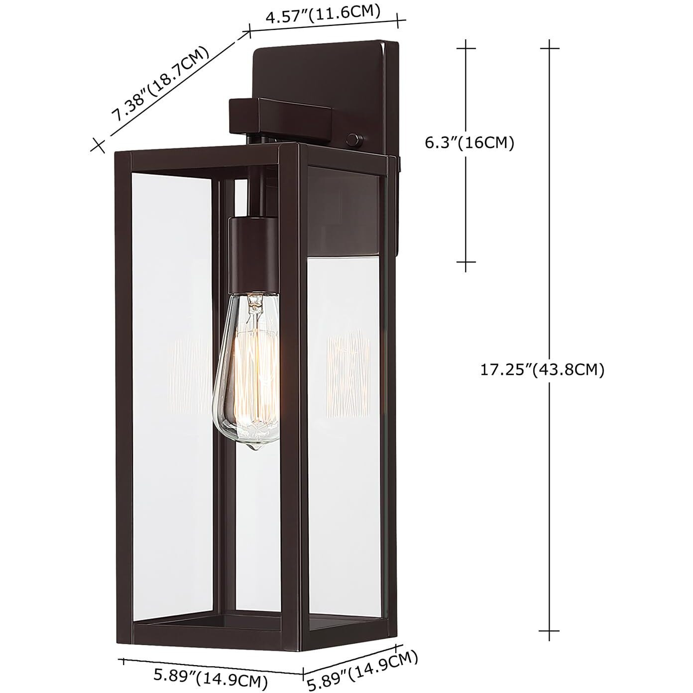 2 Pack Large Outdoor Sconce Lights,18 Inch Outdoor Wall Lantern Light,Exterior Sconce Metal And Glass Large Porch Light, Oil Rubbed Bronze Outdoor Lanterns For Front Porch Garage Balcony
