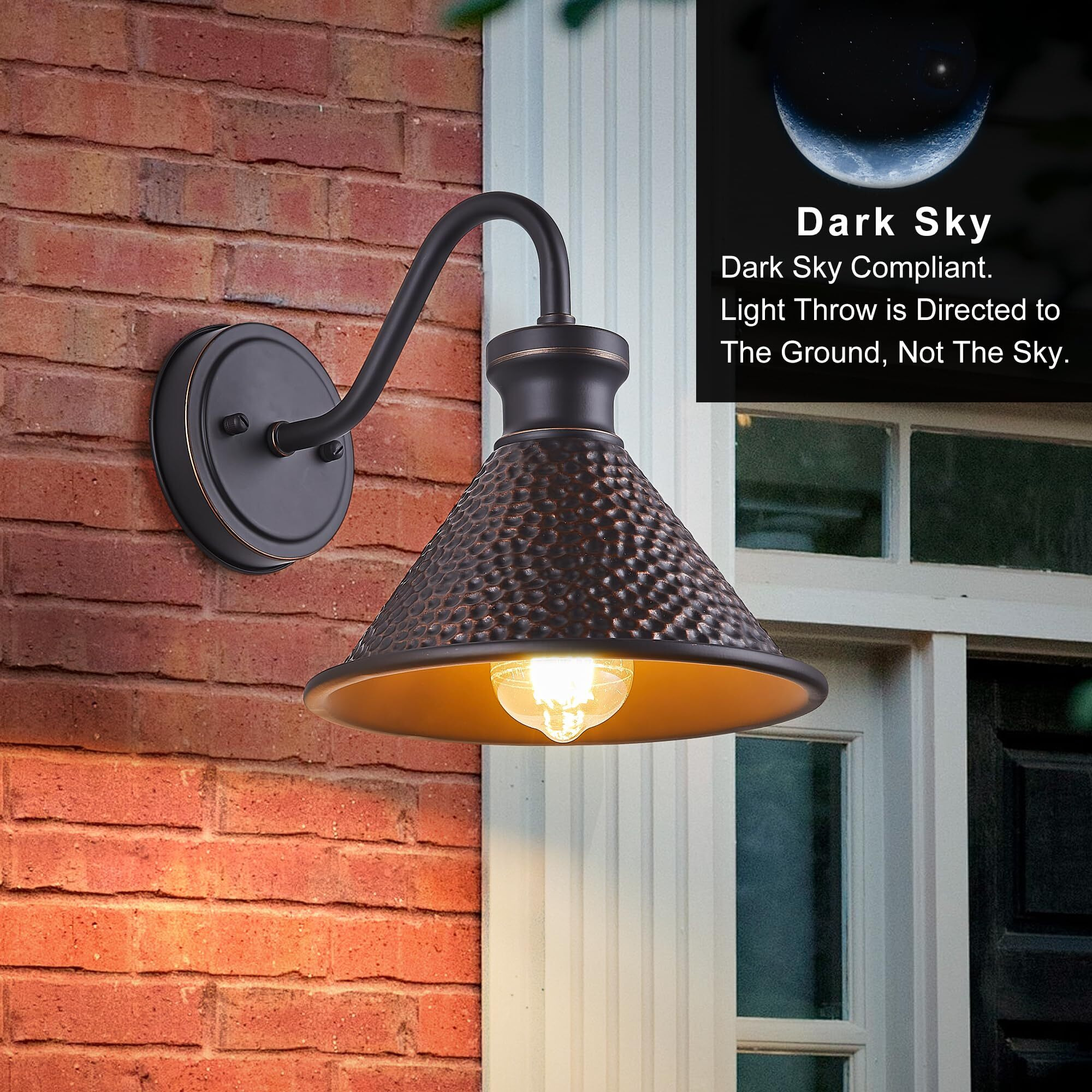 Tarentlight Gooseneck Outdoor Wall Sconce 1-Light E26 Socket Farmhouse Wall Mount Porch & Patio Lights,9.3Inch Width Casting Aluminum Shade,Oil Rubbed Bronze,Easily Installed In Outdoor And Indoor.
