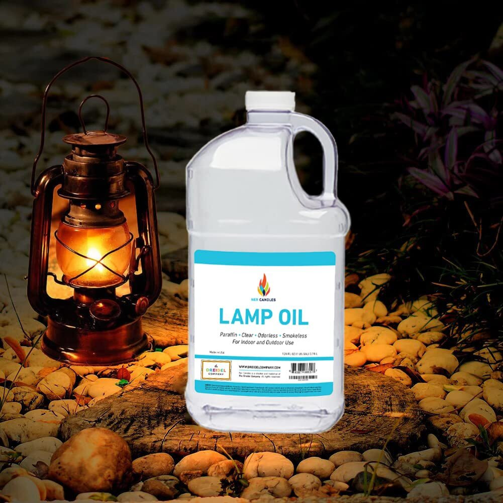 The Dreidel Company Liquid Paraffin Lamp Oil - 1 Gallon - Smokeless, Odorless, Ultra Clean Burning Fuel For Indoor And Outdoor Use (4-Pack)
