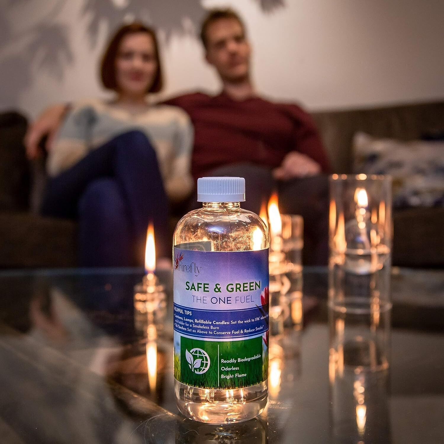 Firefly Kosher Safe And Green Lamp Oil - - Biodegradable - Virtually Odorless - Paraffin Alternative - Indoor Outdoor Use - Lamps, Lanterns, Candles, Patio Tiki Torches - 16 Oz