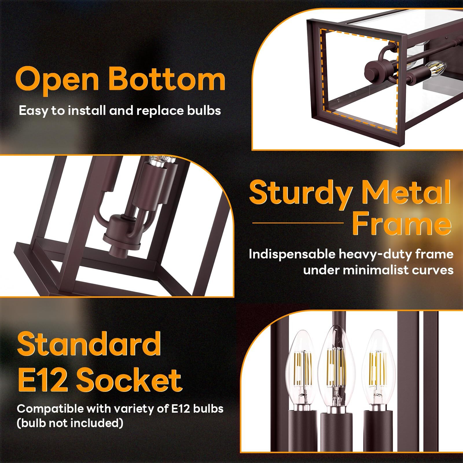 Venzblomia Oil Rubbed Bronze Dusk To Dawn Outside Lights 3-Light, 20"" 2 Pack Porch Wall Mount Light Fixtures Large Brown Photocell Sensor Outdoor Wall Lanterns, Vintage Exterior Sconce Lamps E12