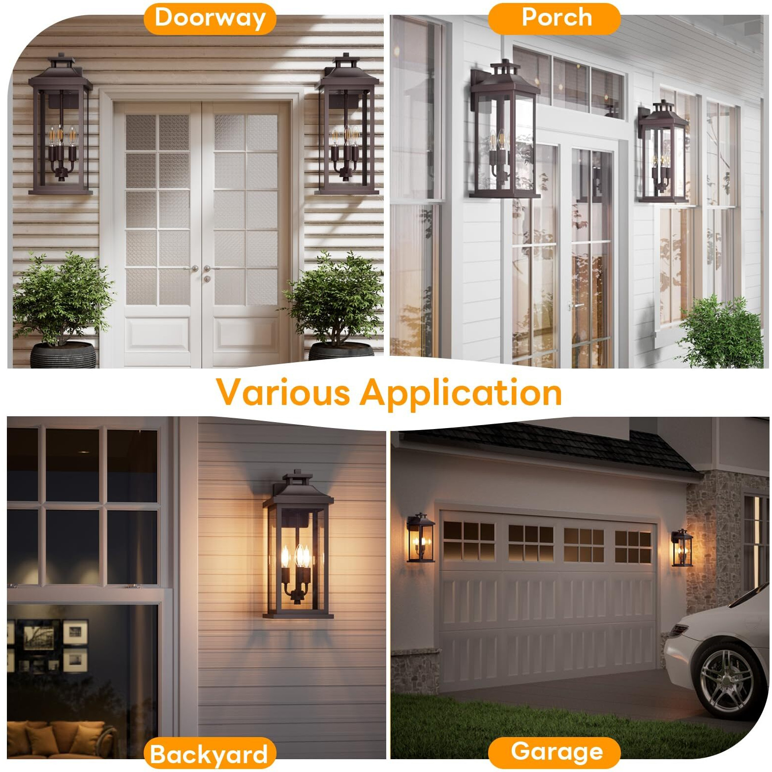 Venzblomia 20"" Oil Rubbed Bronze Outside Lighting For House 3-Light, 2 Pack Brown Large Vintage Outdoor Sconce Lights Porch Patio Lights Wall Mount, Waterproof Exterior Carriage Lamps, E12