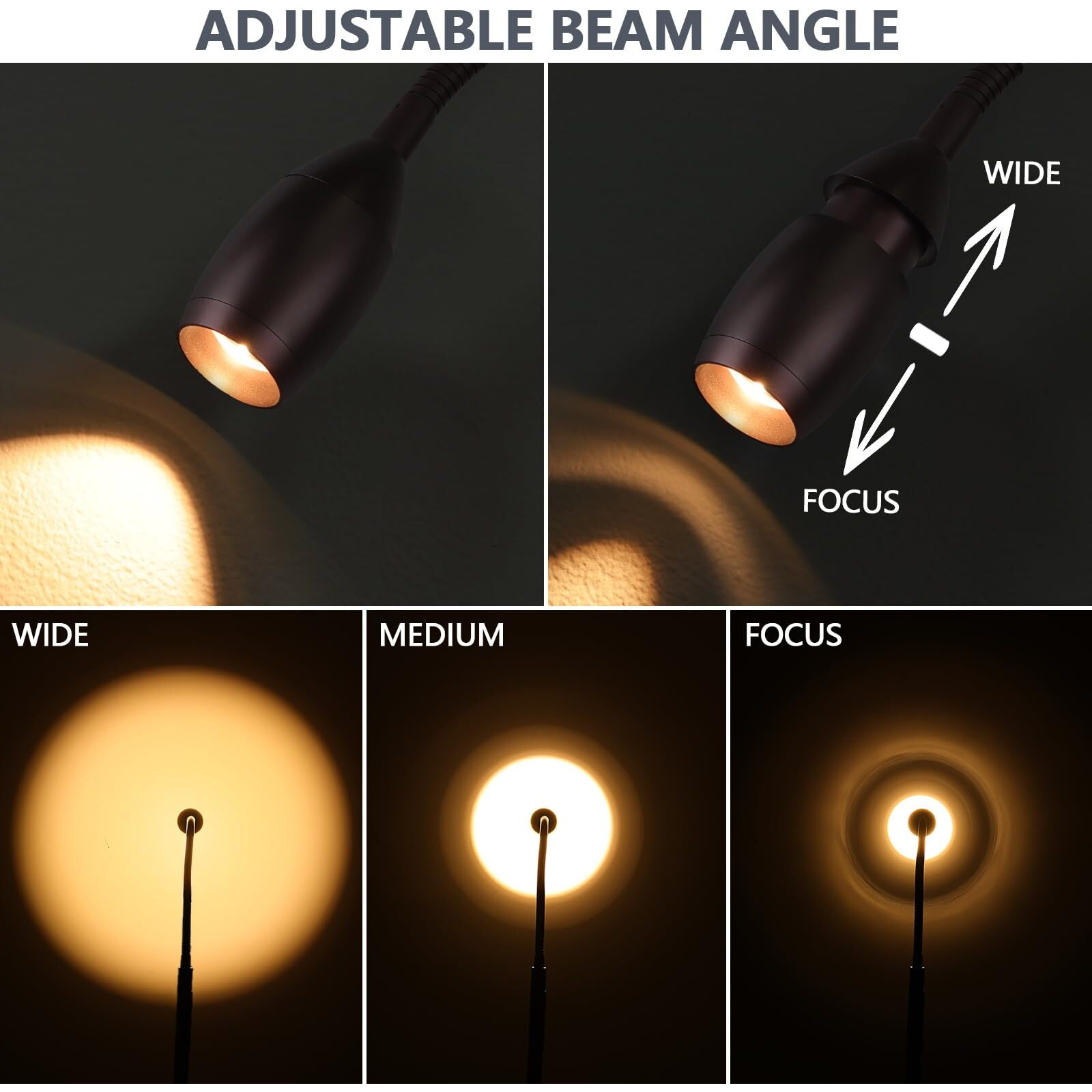 Reading Floor Lamp, 72"" Tall Led Lamp With Flexible Gooseneck, Dimmable Zoomable Spotlight, Adjustable Color Beam Standing Lamp, Touch & Remote Control, Task Craft Living Room (Oil-Rubbed Bronze)