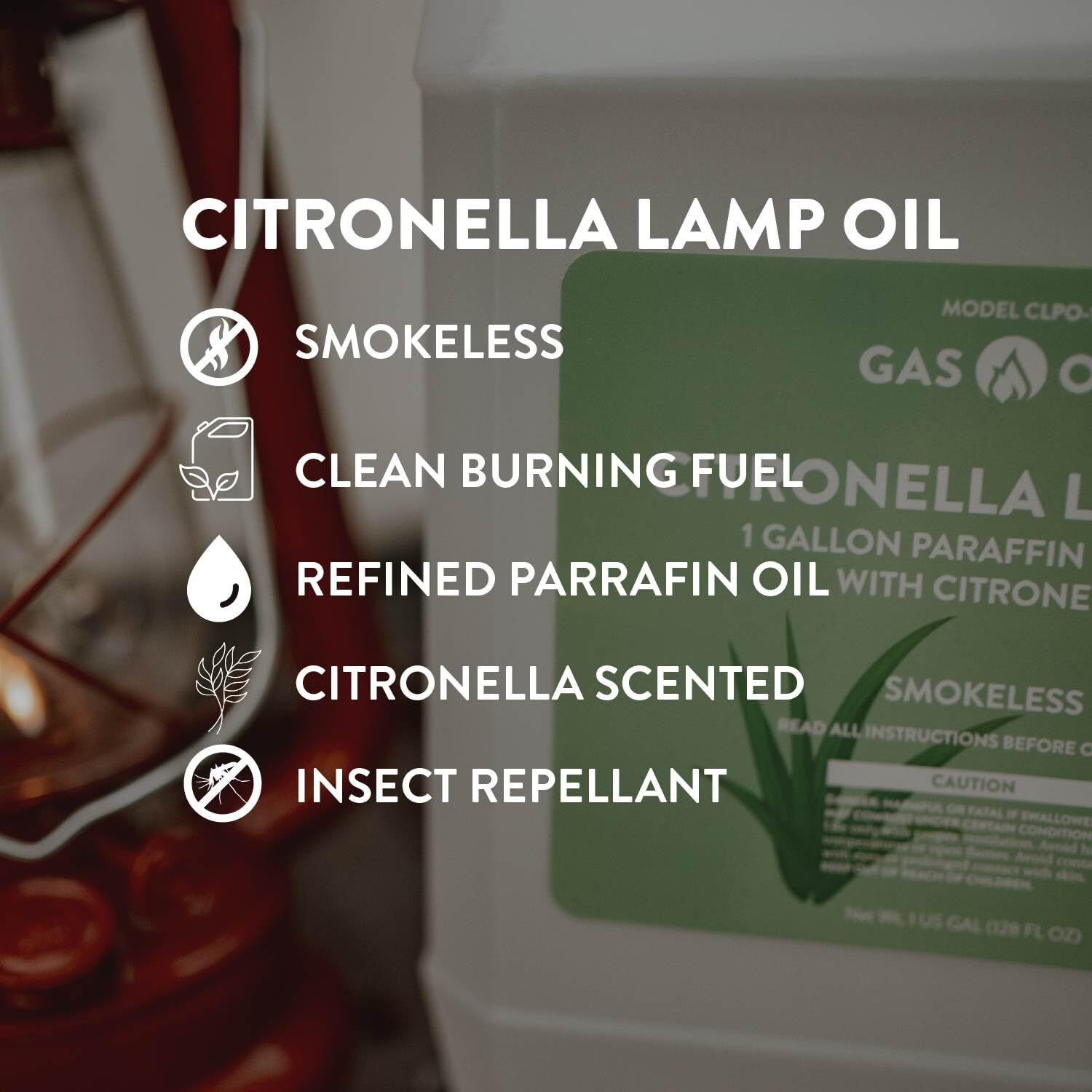 1 Gallon Lamp Oil Torch Fuel - Extra Strength Citronella Oil - Clear Paraffin Lamp Oil - Smokeless & Clean Burning - Ideal For Outdoor Torches, Lanterns & Oil Lamps