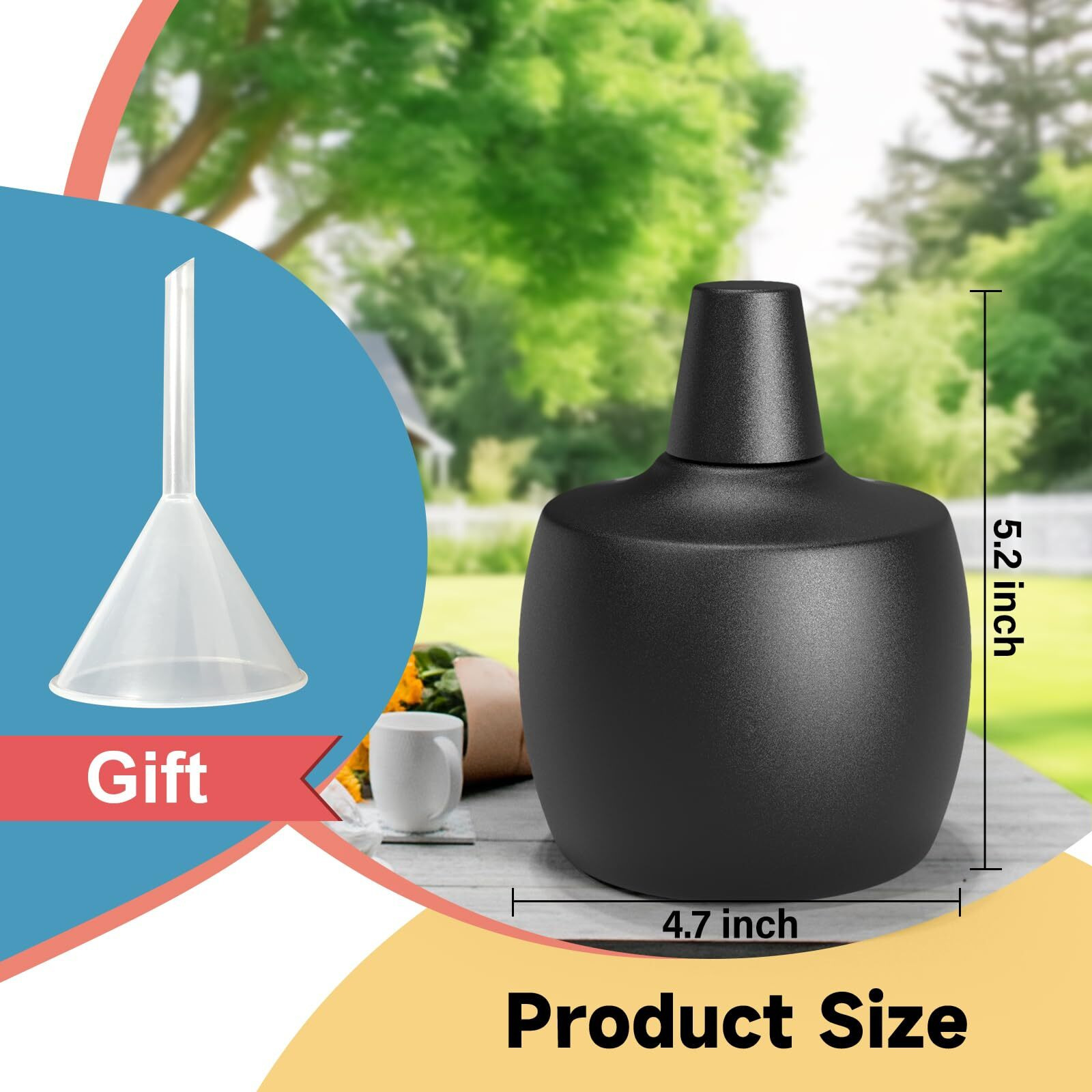 Falbawr 6-Pack Citronella Tabletop Torches, 21.5 Oz Table Top Torches For Outdoor, Metal Oil Burner Candles, Garden Torches With Fiberglass Wick For Yard, Patio, Deck, Garden, Party, Landscape