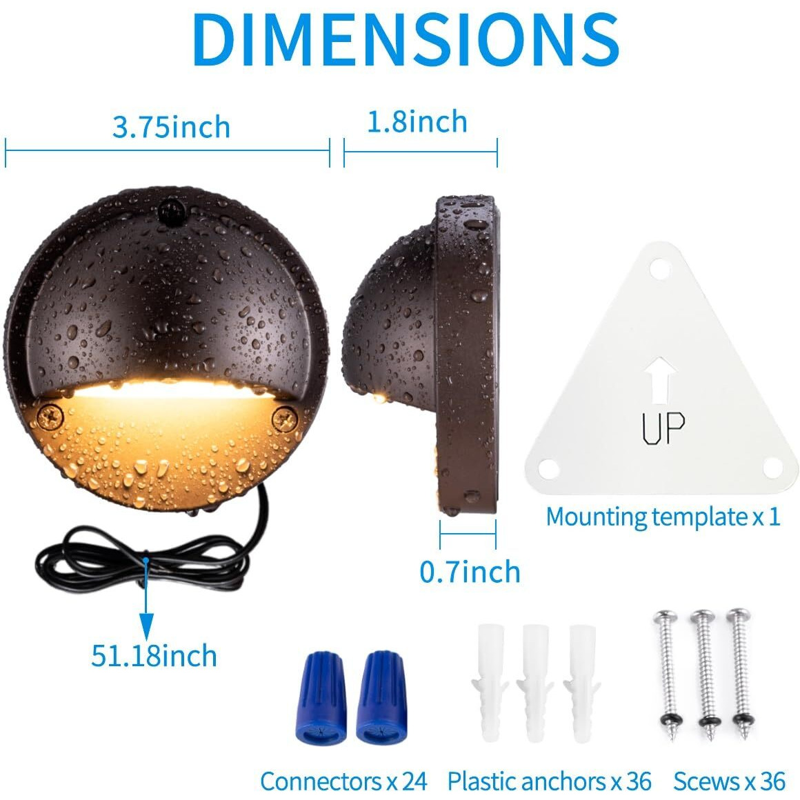 Btnhplite Led Low Voltage Deck Lights 3.74 Inch Landscape Lighting Fence Light 2700K 180Lm 12-24V Ac/Dc Aluminum Oil Rubbed Bronze Outdoor Step Lights 2.5W Ip65 With Wire Nuts 4Ft Corded, 12 Pack