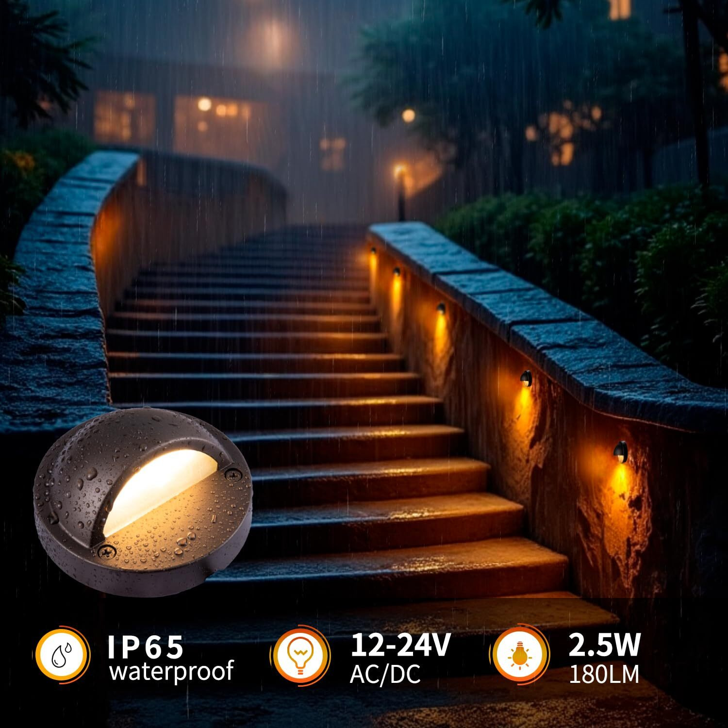 Btnhplite Led Low Voltage Deck Lights 3.74 Inch Landscape Lighting Fence Light 2700K 180Lm 12-24V Ac/Dc Aluminum Oil Rubbed Bronze Outdoor Step Lights 2.5W Ip65 With Wire Nuts 4Ft Corded, 12 Pack