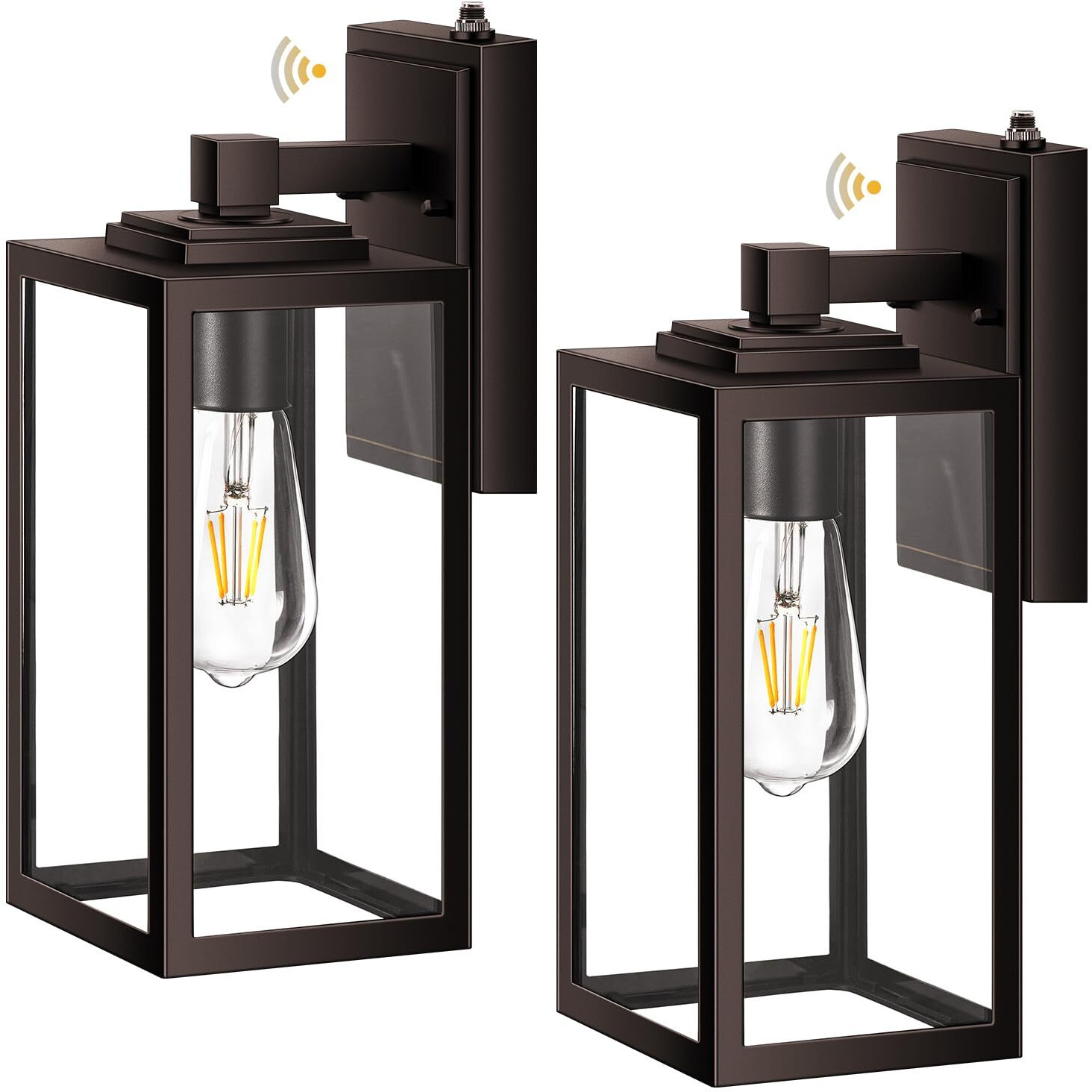 Vianis 2 Pack Large Dusk To Dawn Exterior Garage Lighting Fixtures, Oil Rubbed Bronze Porch Lights Outdoor Wall Sconce Lantern, Modern Outside House Lights Wall Mount For Front Door, Coach