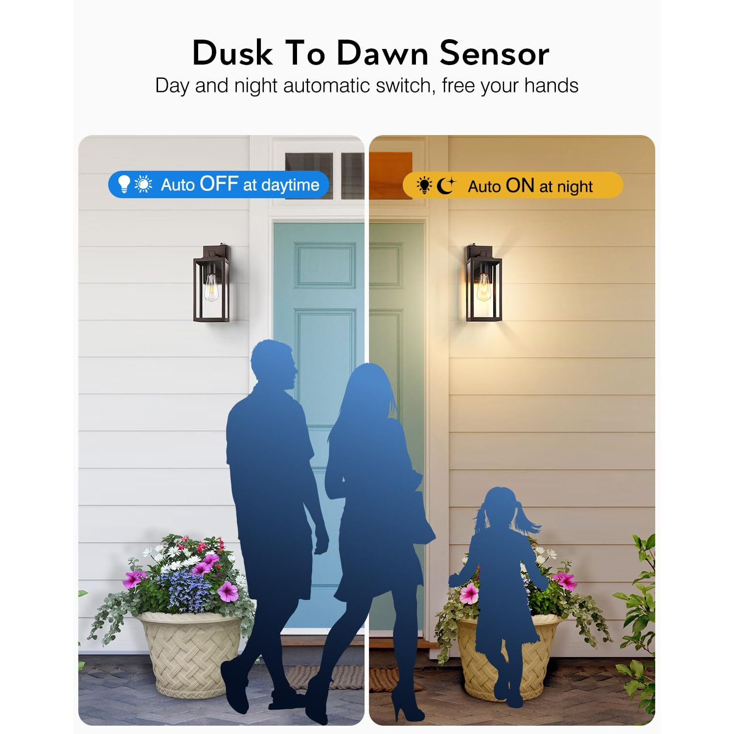 Vianis 2 Pack Large Dusk To Dawn Exterior Garage Lighting Fixtures, Oil Rubbed Bronze Porch Lights Outdoor Wall Sconce Lantern, Modern Outside House Lights Wall Mount For Front Door, Coach