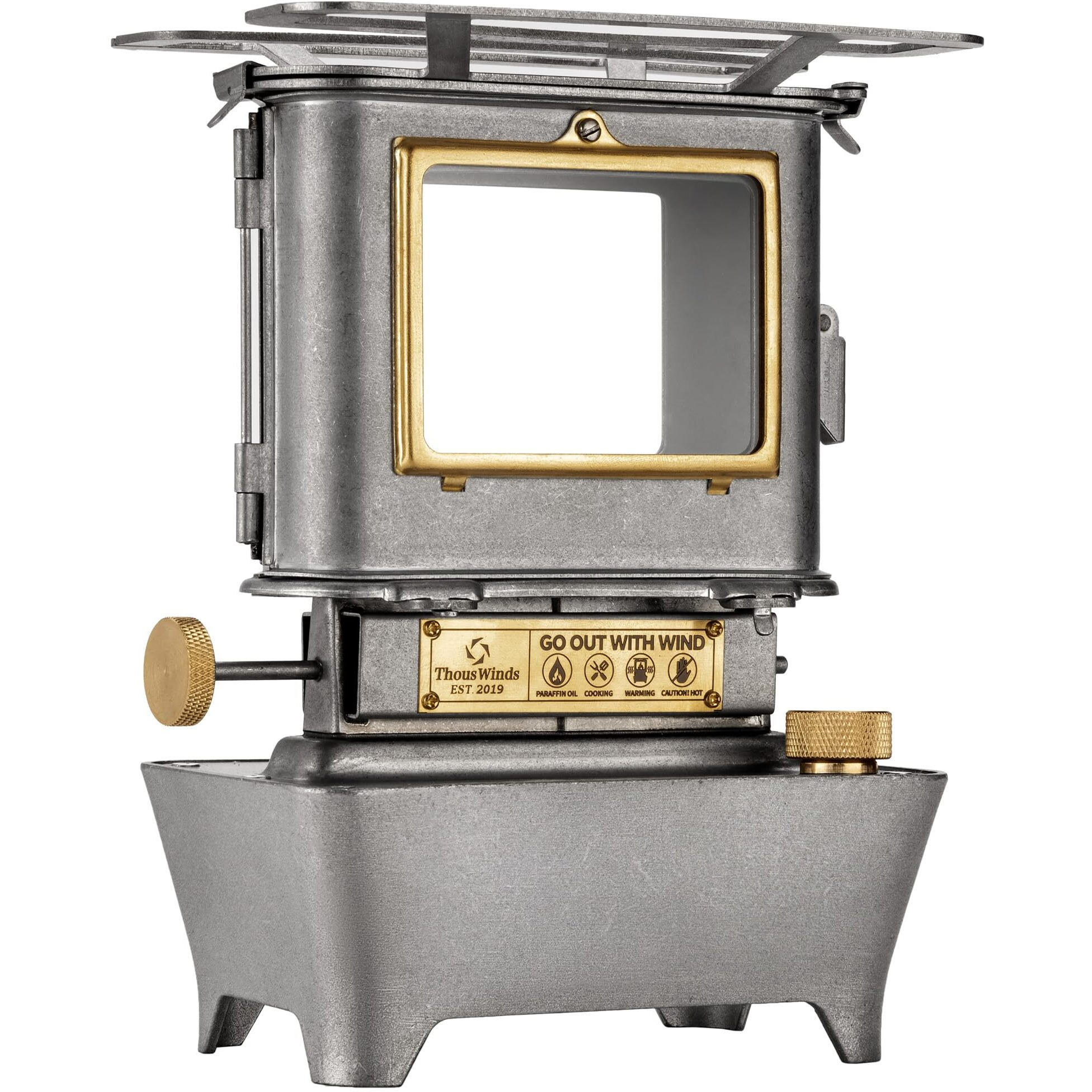 Thous Winds Camping Oil Lantern, Portable Stove For Outdoor Lighting Cooking Warming, Stainless Steel Oven, Retro Silver