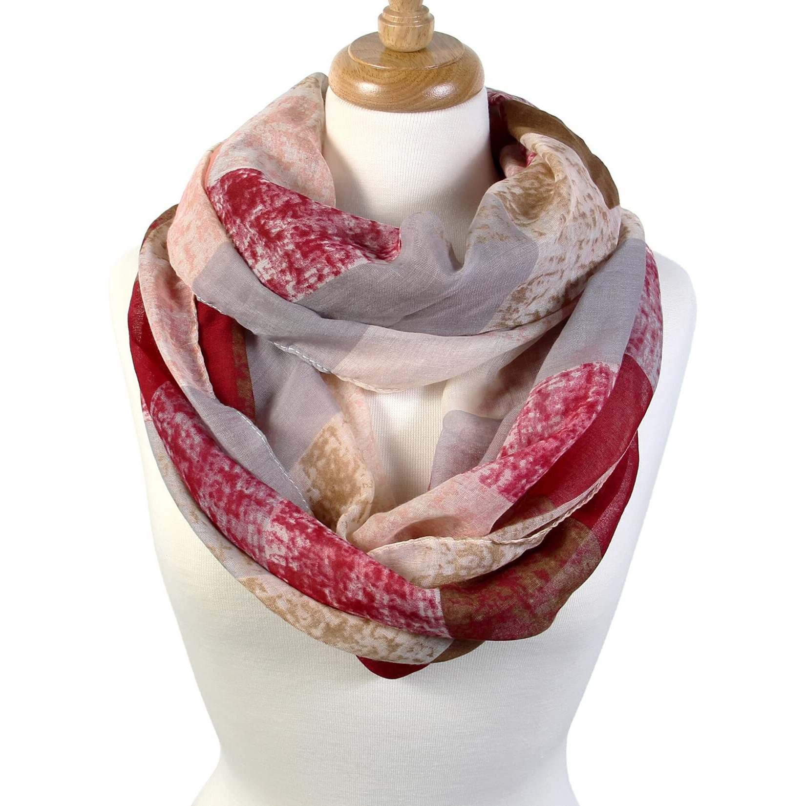 Scarfand's Mixed Colors Oil Paint Tie-Dye Spring Fashion Versatile Lightweight Infinity Scarves Head Wrap (Brick Red)