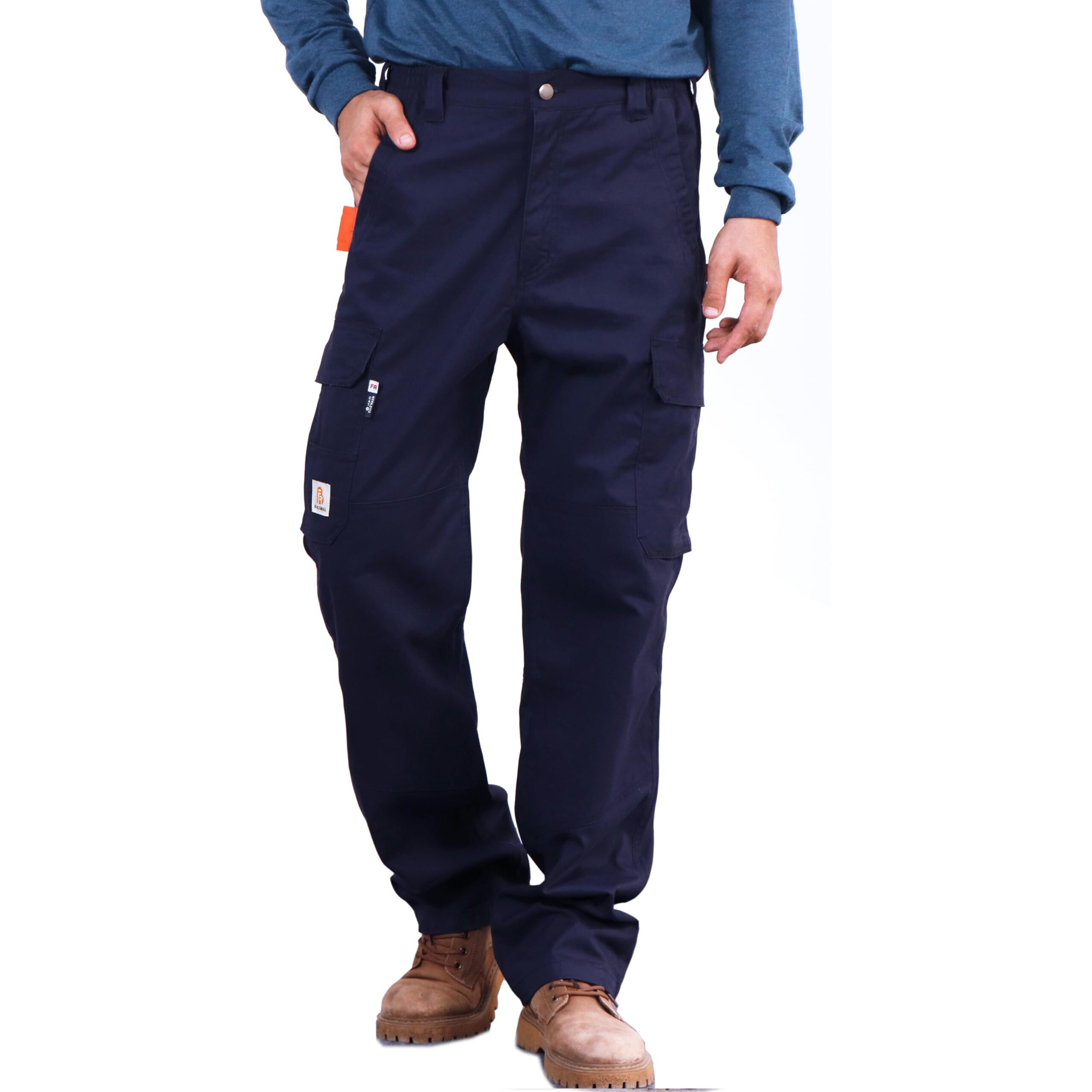 Bocomal Fr Pants For Men Utility Cargo Pockets Flame Resistant/Fire Retardant Carpenter Water Oil Repellent Finish Navy