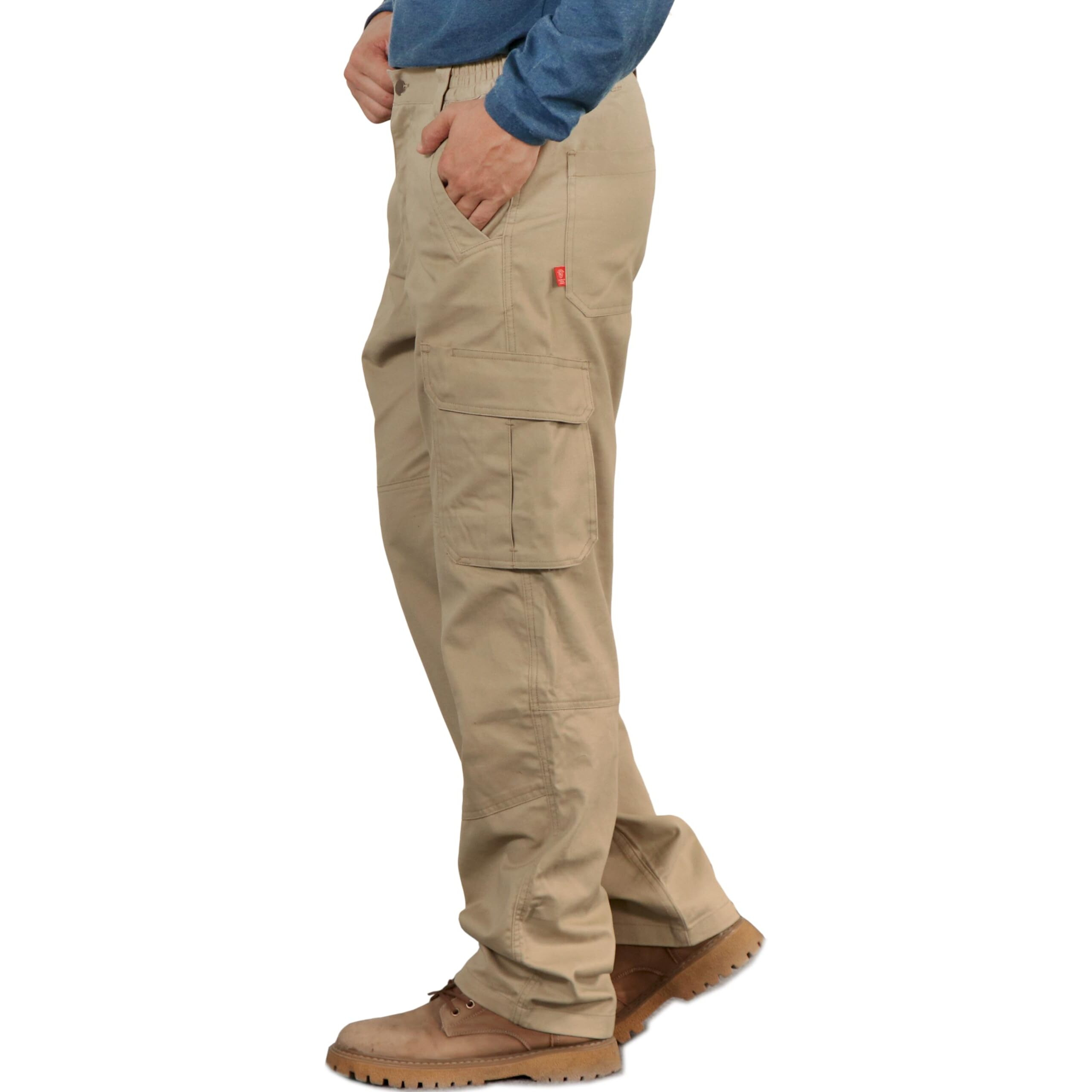 Bocomal Fr Pants For Men Utility Cargo Pockets Flame Resistant/Fire Retardant Carpenter Water Oil Repellent Finish Khaki