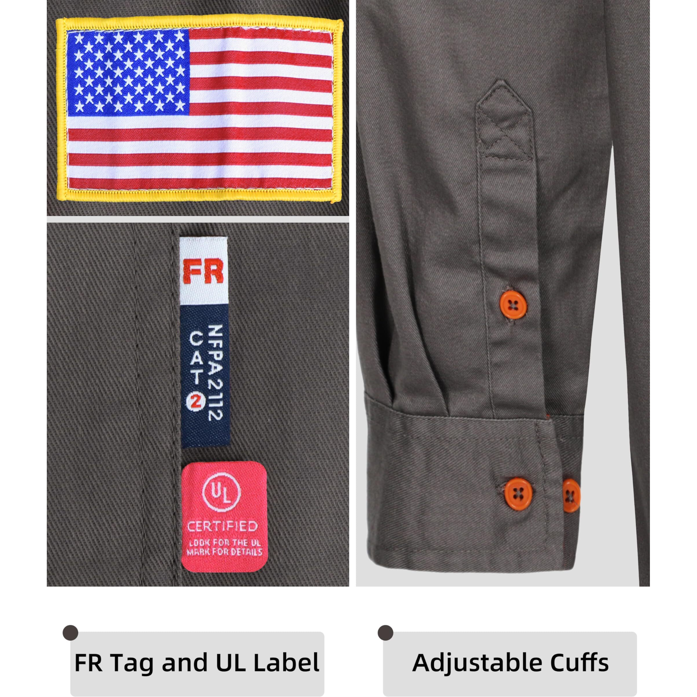 Bocomal Fr Shirts For Men Flame Resistant Light Weight Nfpa2112 Fire Retardant Welding Shirt Water & Oil Repellent Finish