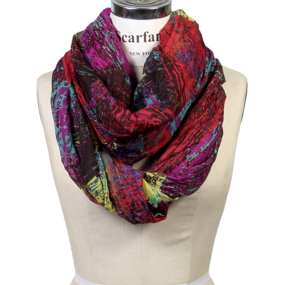 Scarfand's Mixed Colors Oil Paint Tie-Dye Spring Fashion Versatile Lightweight Infinity Scarves Head Wrap (Mixed Color - Rdfs)