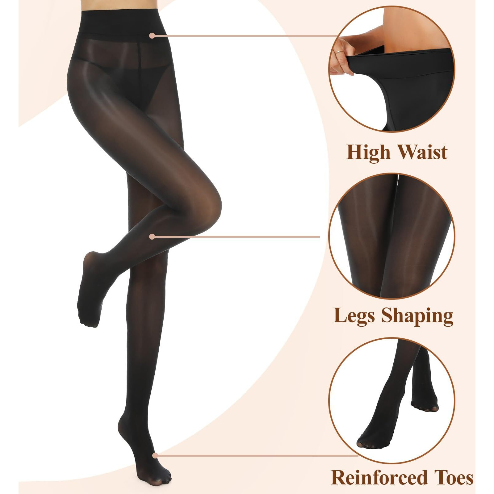 Aaronano 2 Pairs Shiny Pantyhose For Women High Waist Silk Oil Shimmer Sheer Tights
