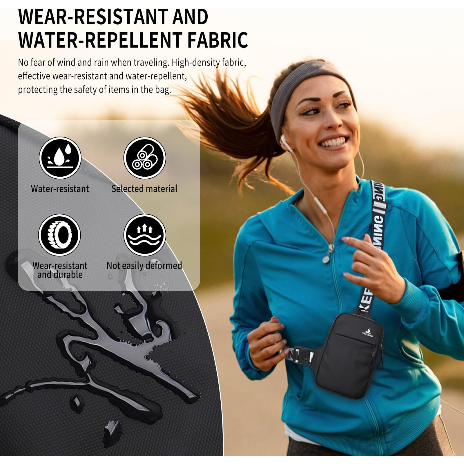 Peicees Mini Crossbody Sling Bag Chest Bag Dual Pocket Water Resistant Fanny Pack Running Phone Holder For Men Women Workout Travel, Rose